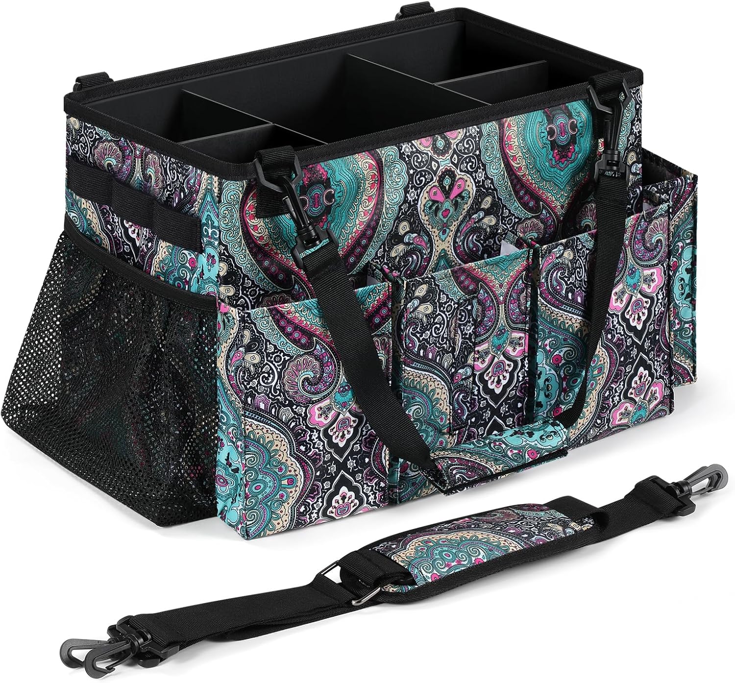 Bolsa grande de limpieza portátil, organizador de limpieza con asa  Correa de hombro y cintura, organizador de suministros de limpieza con divisores