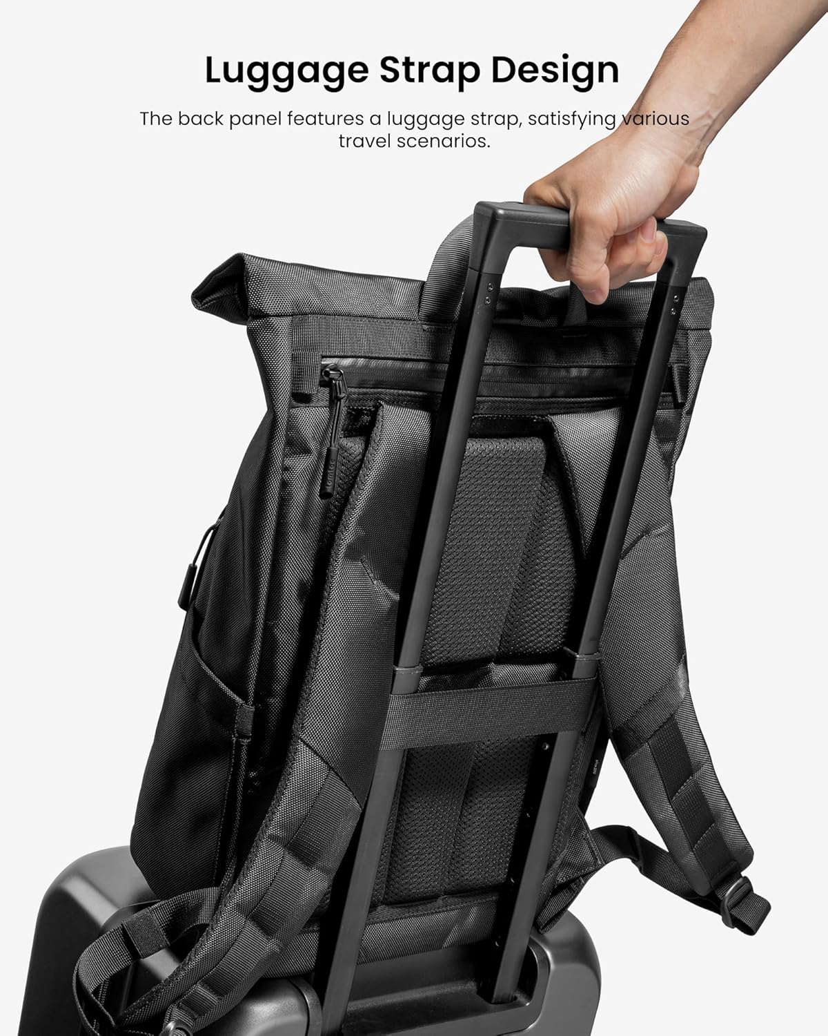 tomtoc Mochila enrollable para laptop, ligera, resistente al agua, expansible, informal, para MacBook de 13 a 16 pulgadas, mochila para viaje a la