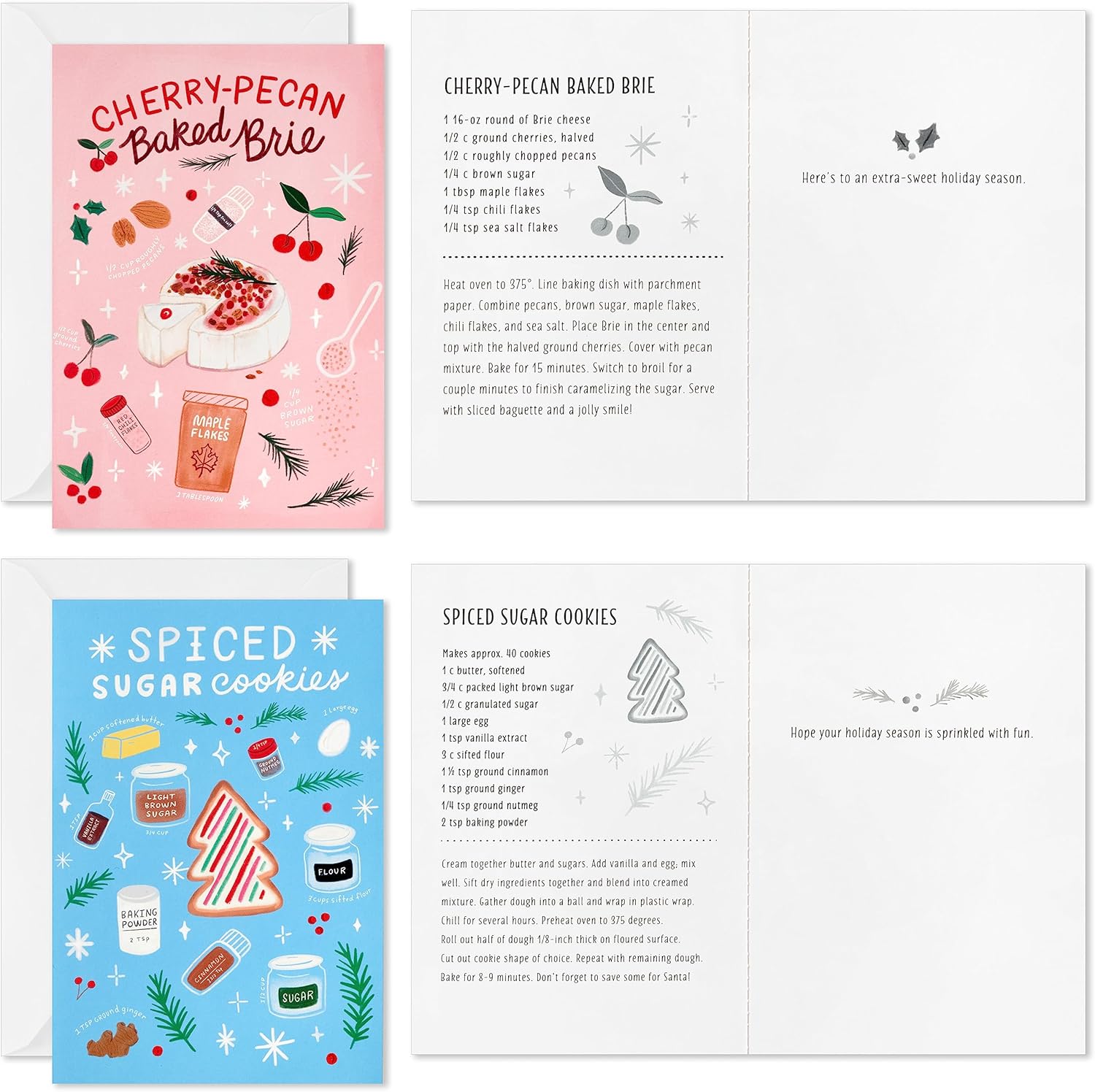 Hallmark Surtido de tarjetas navideñas en caja con recetas navideñas (15 tarjetas con sobres)
