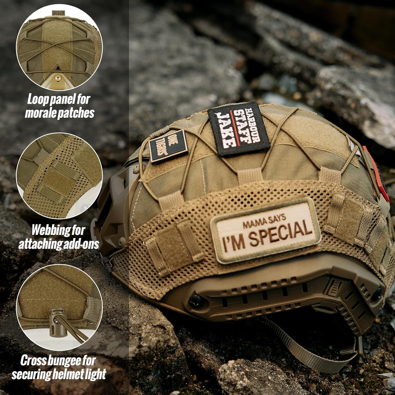 OneTigris Funda para casco, cubierta táctica de tela multicámara para casco rápido en talla L o ML, XL o LXL, casco de golpes en talla XL o LXL –