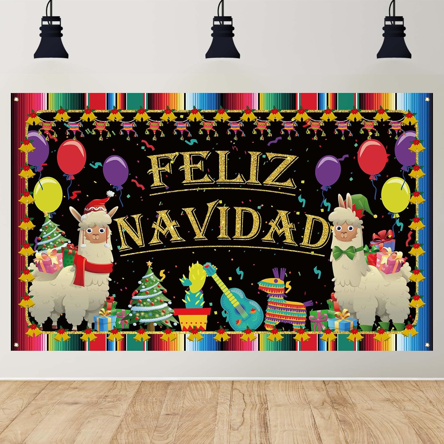 Decoración de Navidad mexicana, telón de fondo de Feliz Navidad, cartel de Feliz Navidad, decoración de Navidad mexicana para el aula y el hogar