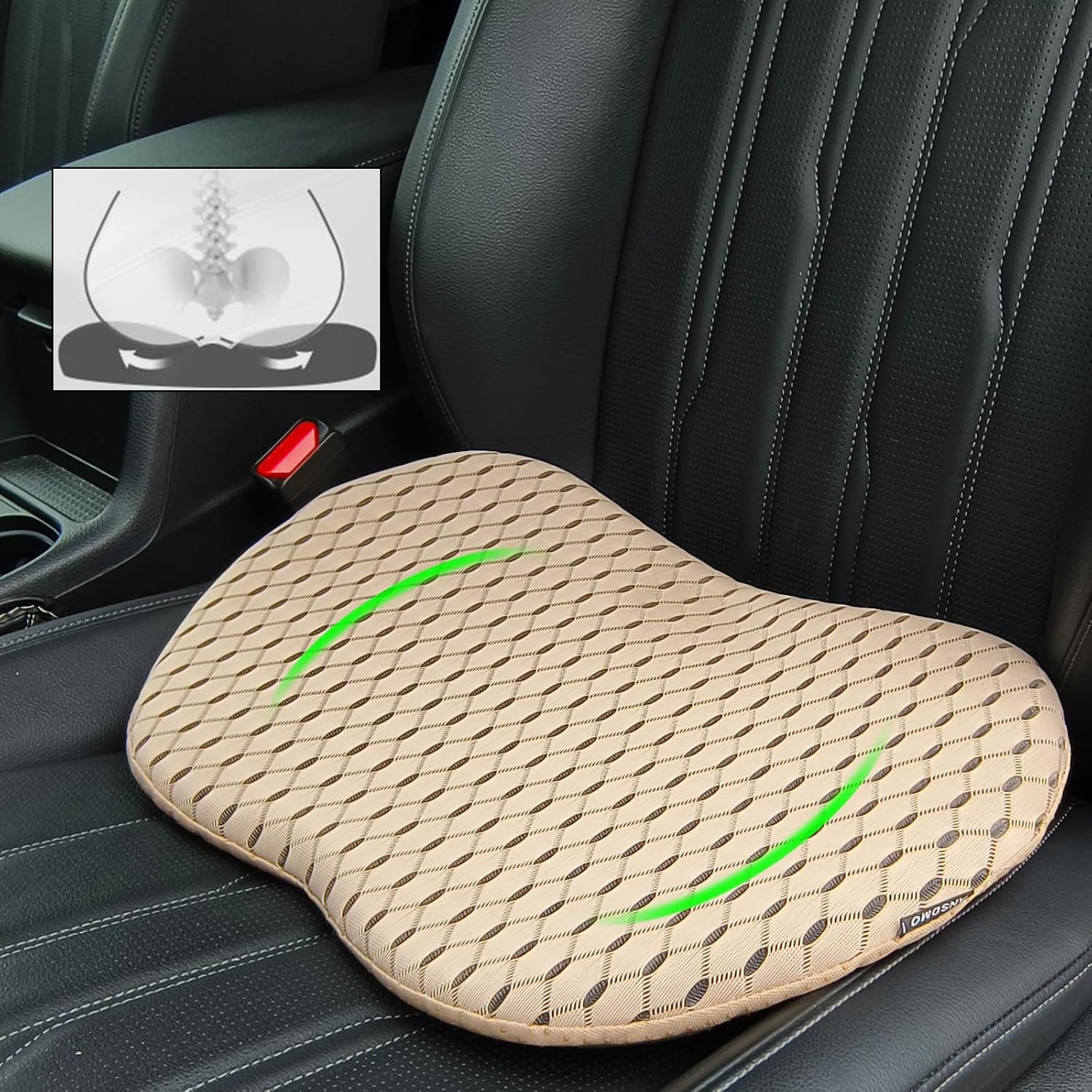 ANSDMO Cojín de espuma viscoelástica para asiento de automóvil, cojín de asiento de automóvil para conductor de asiento de automóvil, alivio del