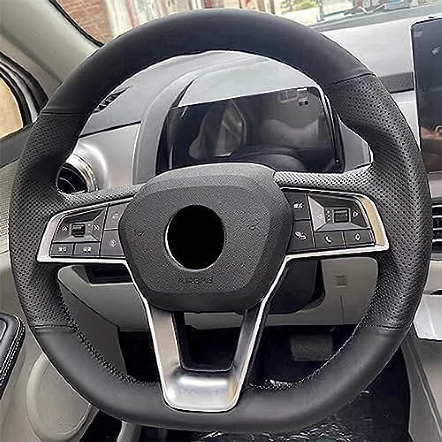 WouND Funda para volante de automóvil, para BYD Song Plus Dmi Qin Pro Max Yuan Tang HAN EV 2015-2023, línea roja, transpirable, antideslizante,