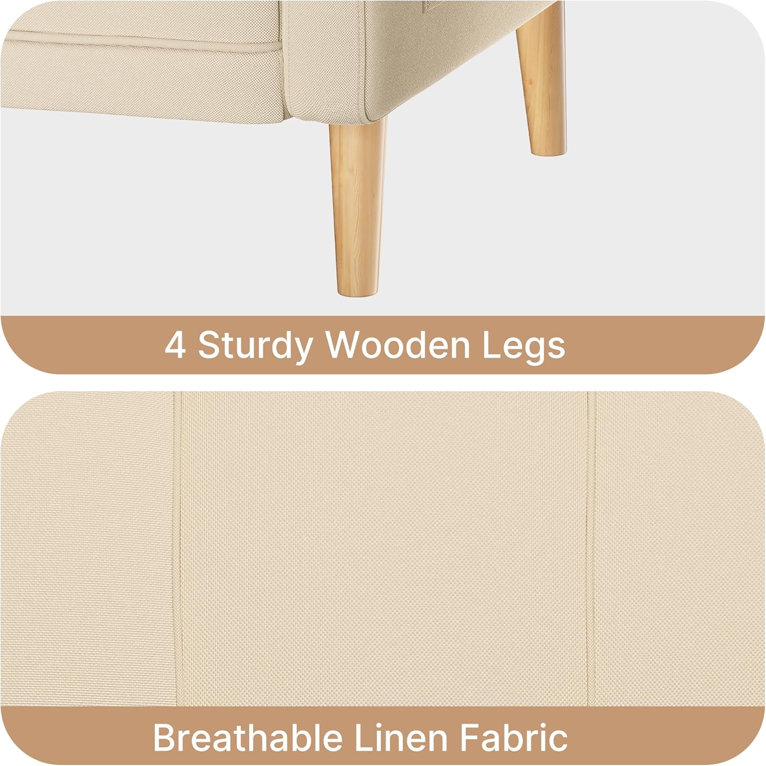 Aiho Sofá de 67 pulgadas, sofá biplaza con asientos profundos, respaldo cómodo y patas de madera resistentes, moderno futón para sala de estar,