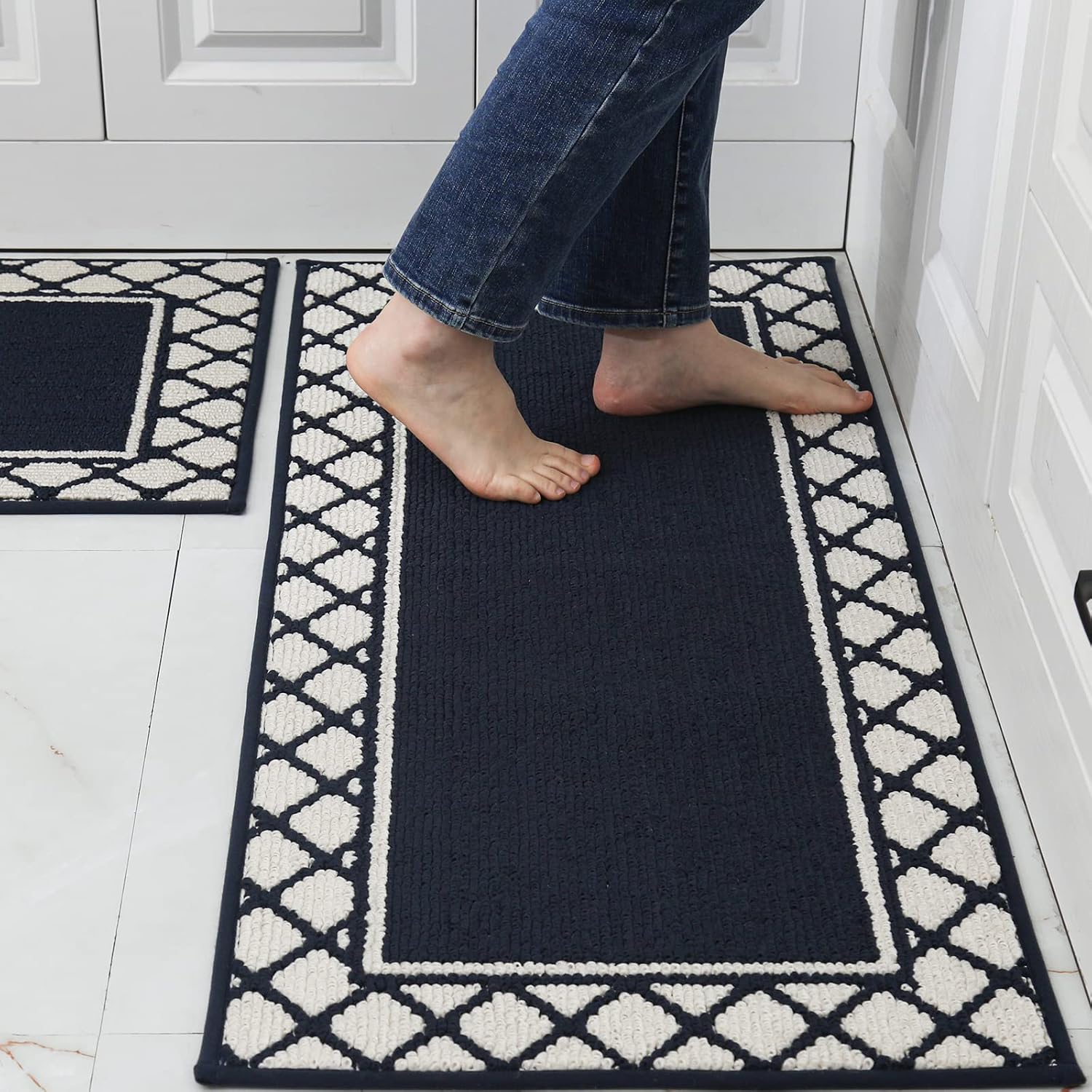 COSY HOMEER Alfombras gruesas de cocina de 48 x 20 pulgadas30 x 20 pulgadas, hechas de 100% polipropileno, 2 piezas de tapete de cocina suave,