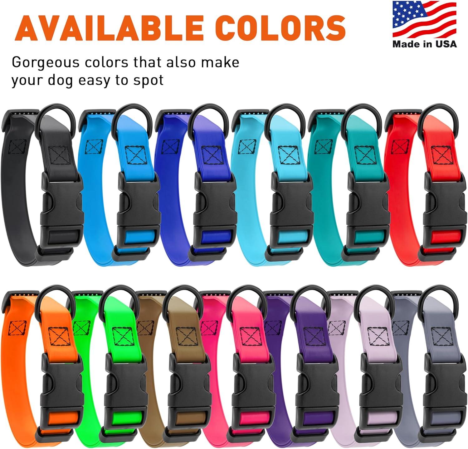 Dogline Biothane – Collar impermeable para perro con hebilla de liberación rápida, resistente cincha de nailon recubierta con resistente y a prueba
