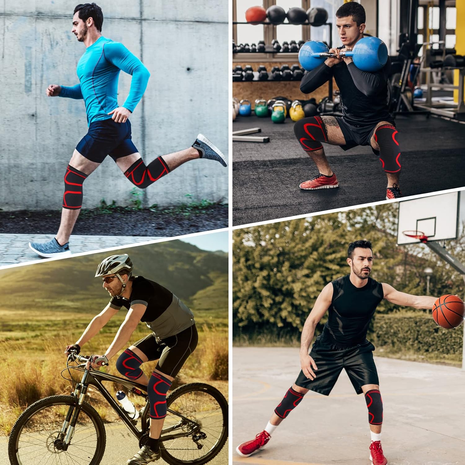 Paquete de 2 rodilleras para dolor de rodilla, manga de compresión de rodilla para hombres y mujeres, soporte de rodilla para correr, baloncesto,