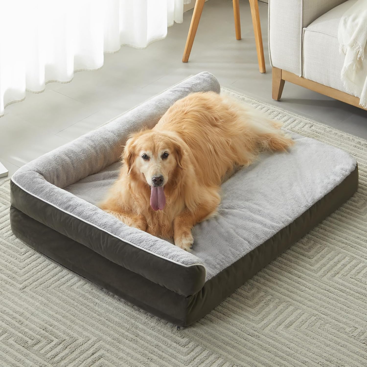 BFPETHOME Camas ortopédicas para perros grandes, sofá cama impermeable para perros con funda extraíble lavable, cama grande para perros con forro