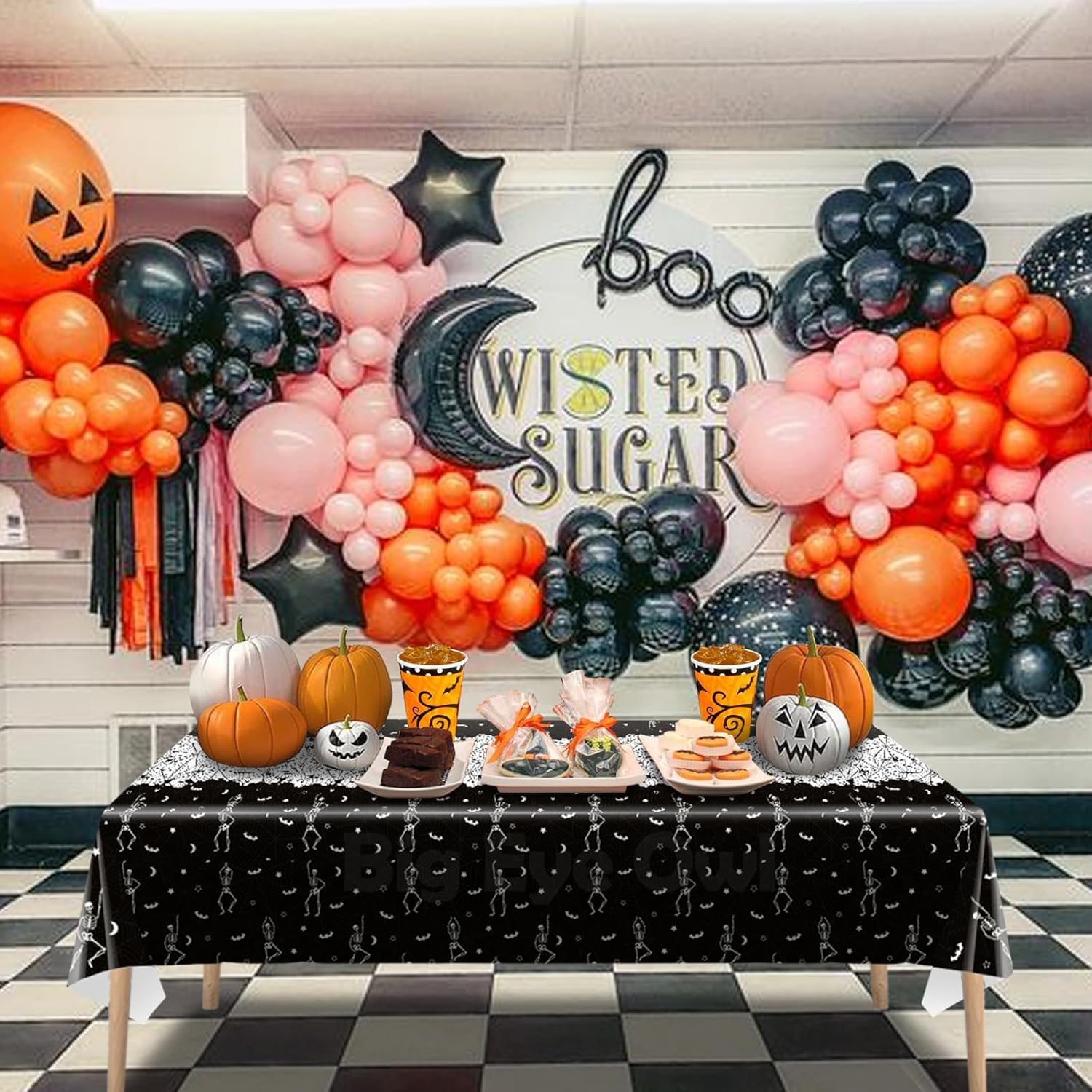 3 manteles desechables de Halloween con diseño de calavera y esqueleto, de plástico, color negro, rectangular, de vinilo, para decoración de fiestas