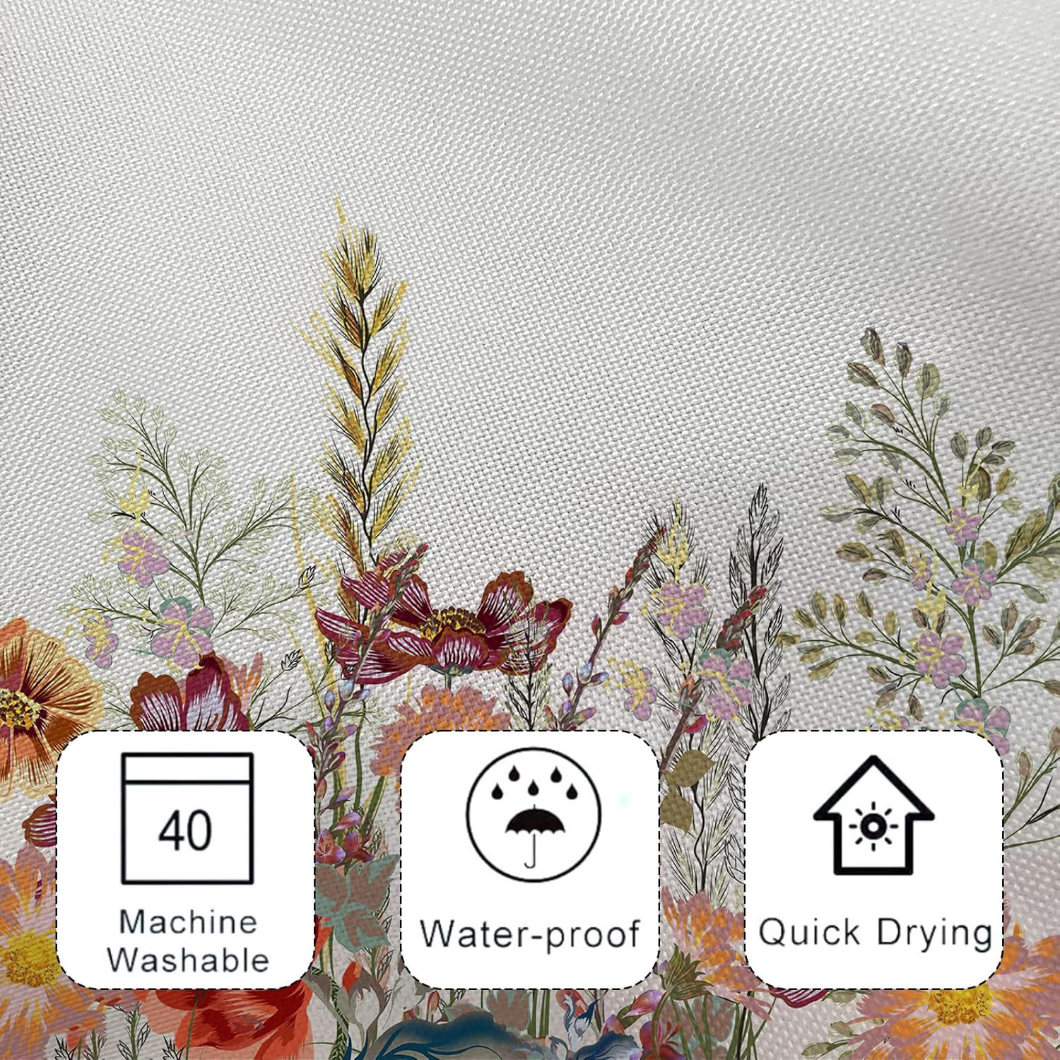 Cortina de ducha floral para baño, cortina de ducha de flores de acuarela con 12 ganchos, decoración de baño para el hogar, bañeras, fácil cuidado,
