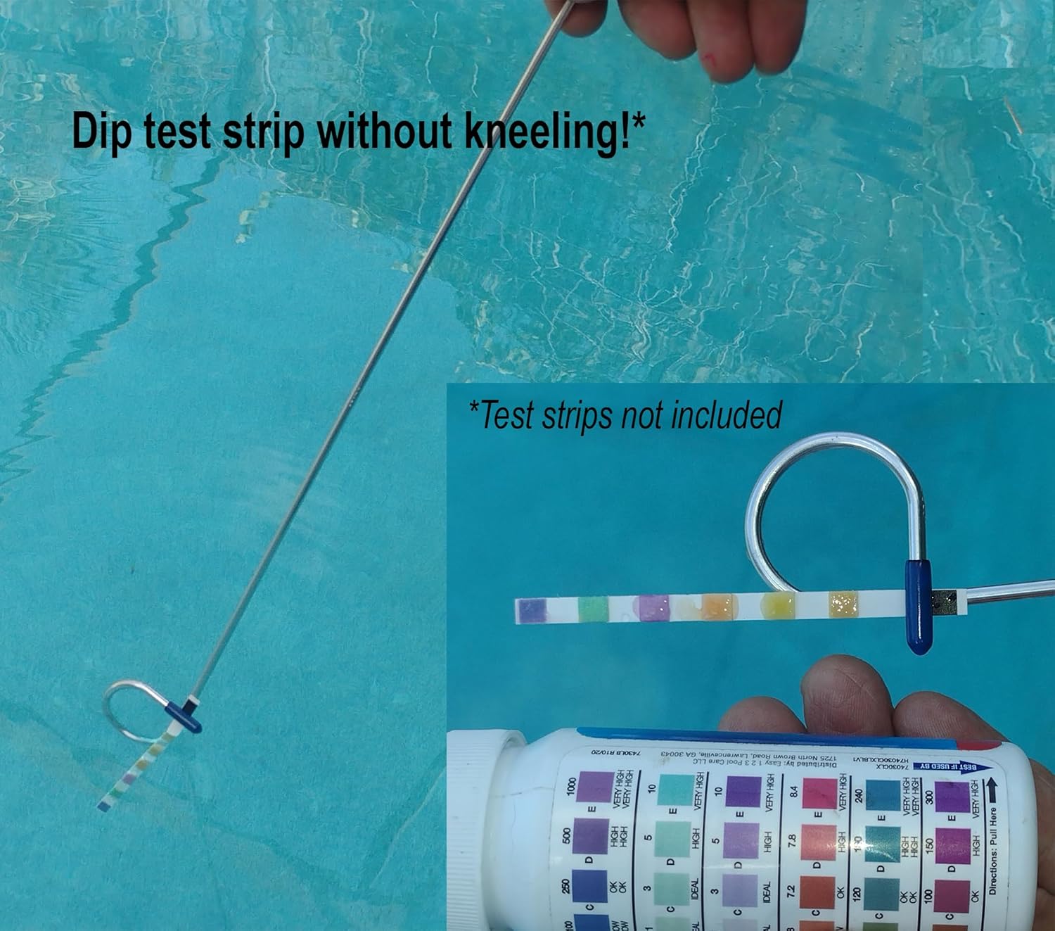 Cesta de desnatador de piscinagancho de elevación de tapa de skimmer y soporte de tira de prueba de piscina para limpieza de piscinas y