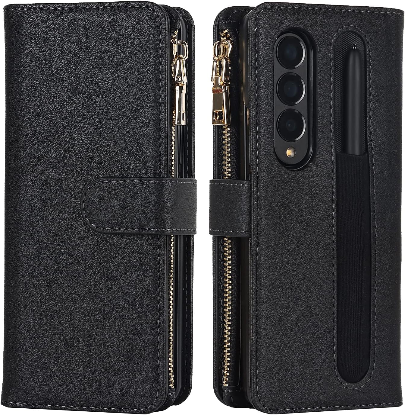 SailorTech Funda de teléfono con diseño de cartera para Samsung Galaxy Z Fold 4 5G con soporte para bolígrafo S, 9 tarjetero, 1 monedero con