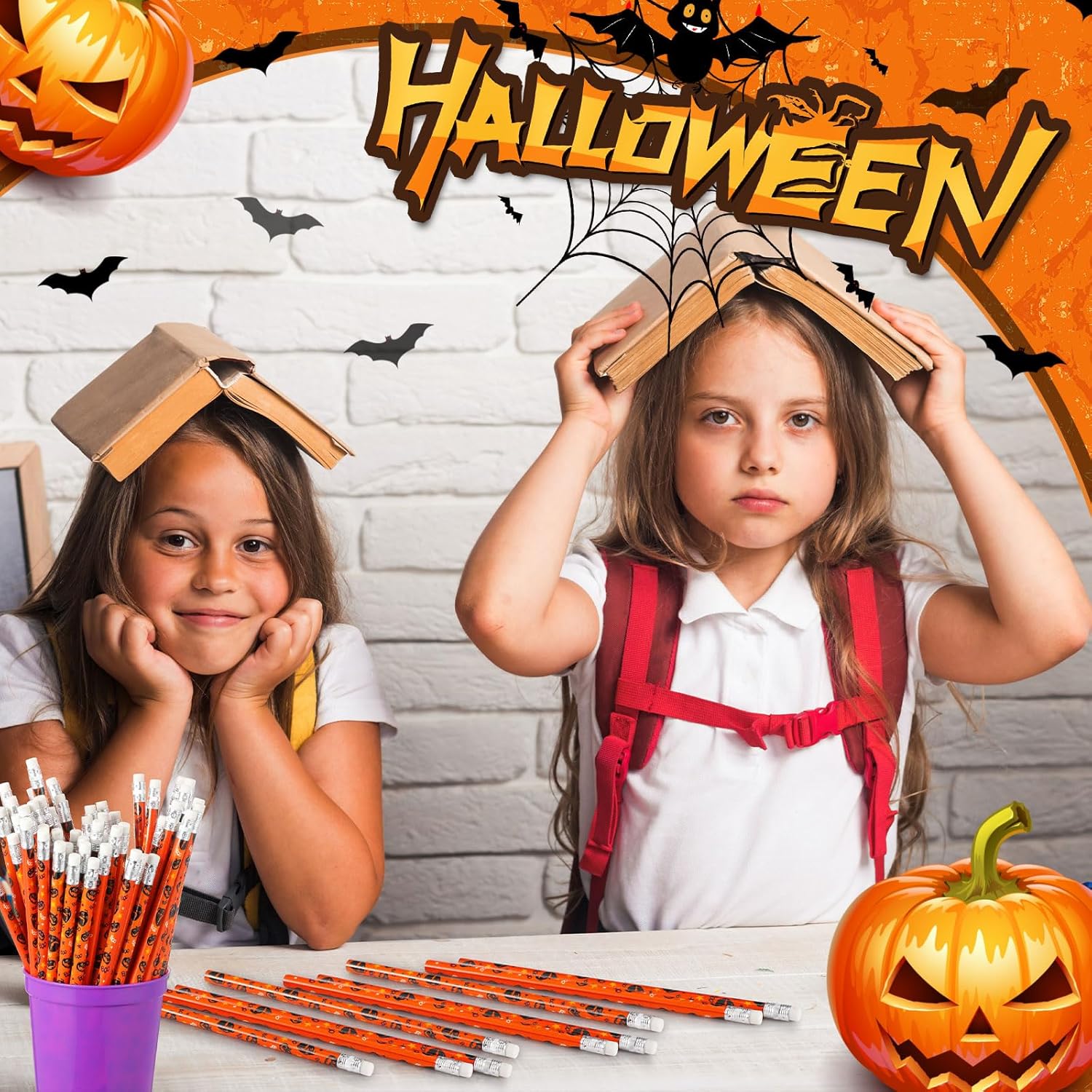 300 lápices de Halloween con borrador, cráneo, araña, fantasma, calabaza, lápices de madera con temática de Halloween, lápices de dibujo de madera