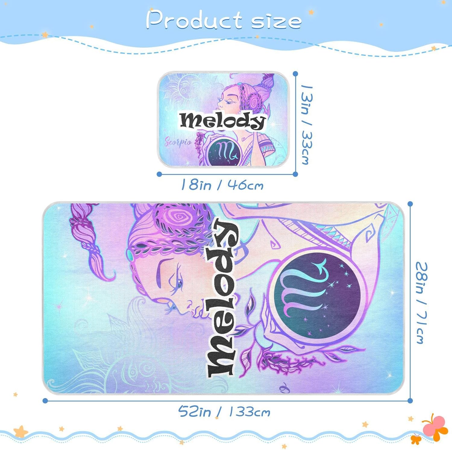 Protector de colchón personalizado para cuna del zodiaco escorpio para niños y niñas, tapete de seda de hielo, tapete de enfriamiento de seda