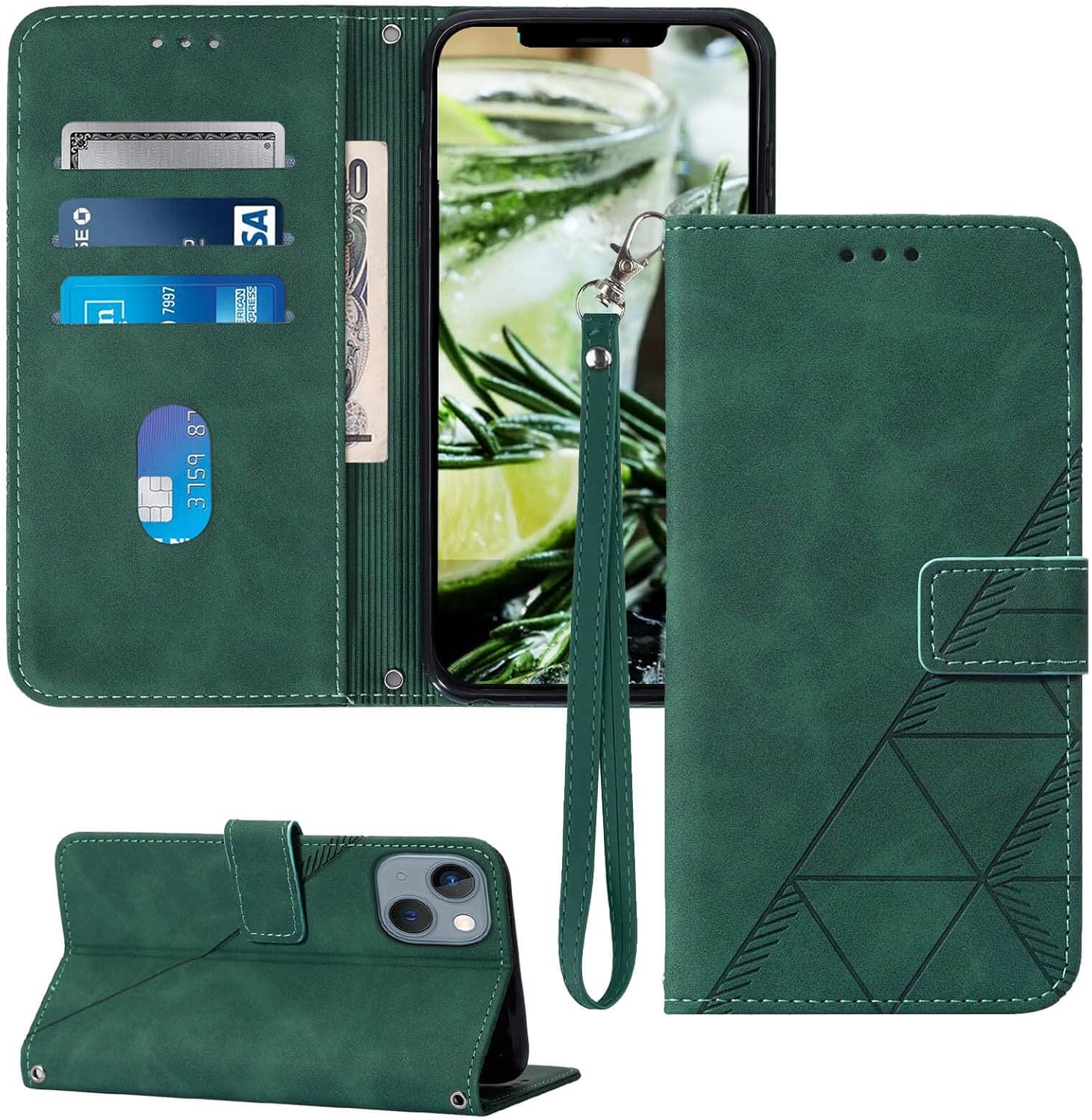 Moment Dextrad Funda tipo cartera para iPhone 13iPhone 14, función atril, correa de muñeca, ranuras para tarjetero, funda protectora interior de