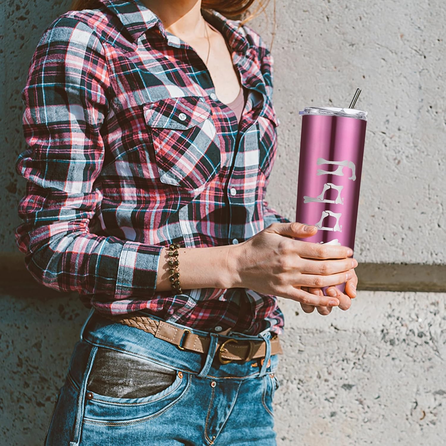 Vaso delgado personalizado de acero inoxidable de 20 onzas con nombres, tapas, pajitas, grabado personalizado, taza de café de viaje, regalos para