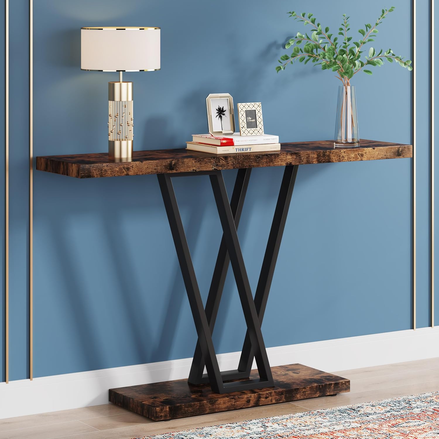 VANOMi Mesa consola de 43 pulgadas, mesa de pasillo industrial para entrada, mesas de entrada para puerta delantera, mesa de sofá estrecha para sala