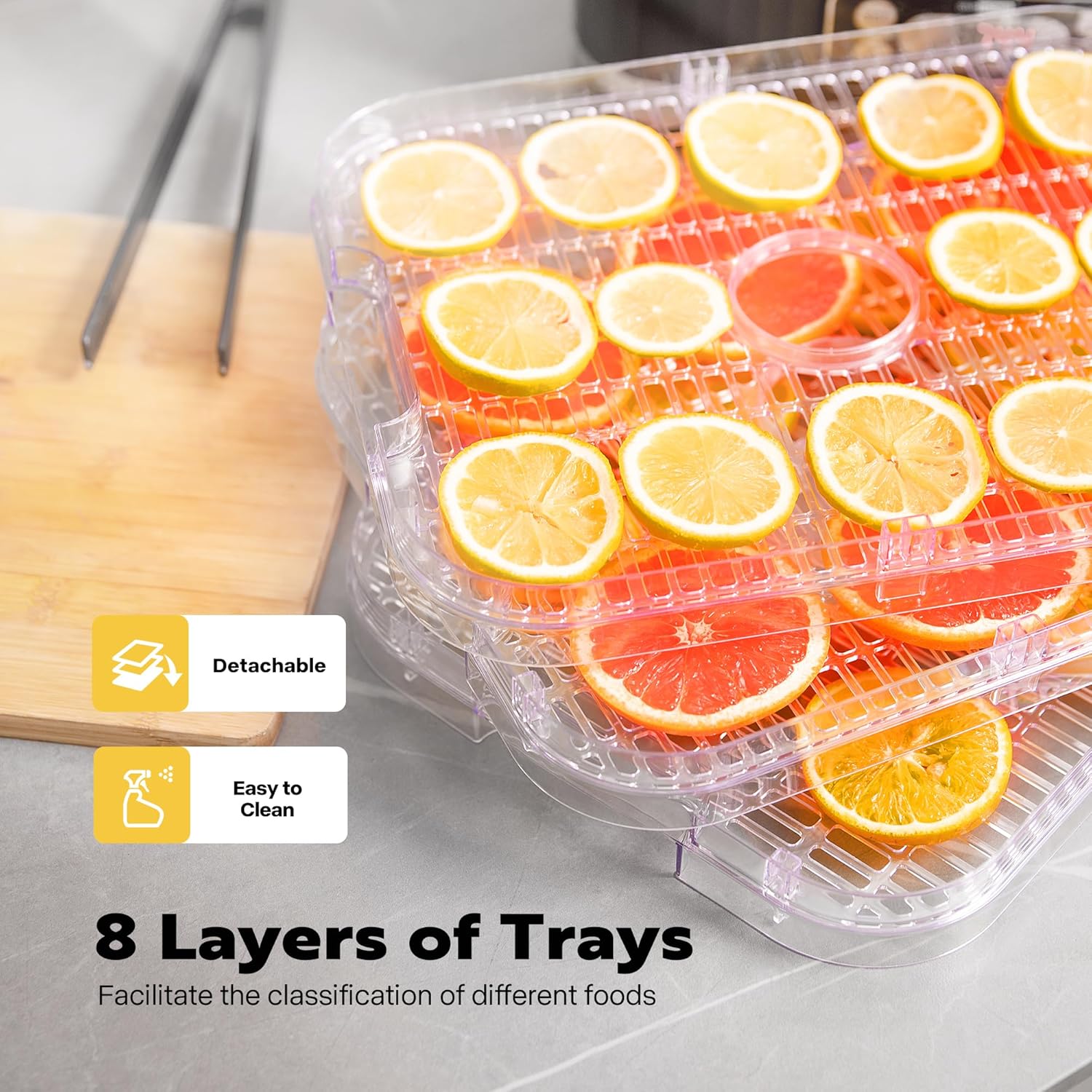 VIVOHOME Deshidratador de alimentos, máquina hidráulica de 8 bandejas con temporizador digital de 72 horas y control de temperatura para frutas,