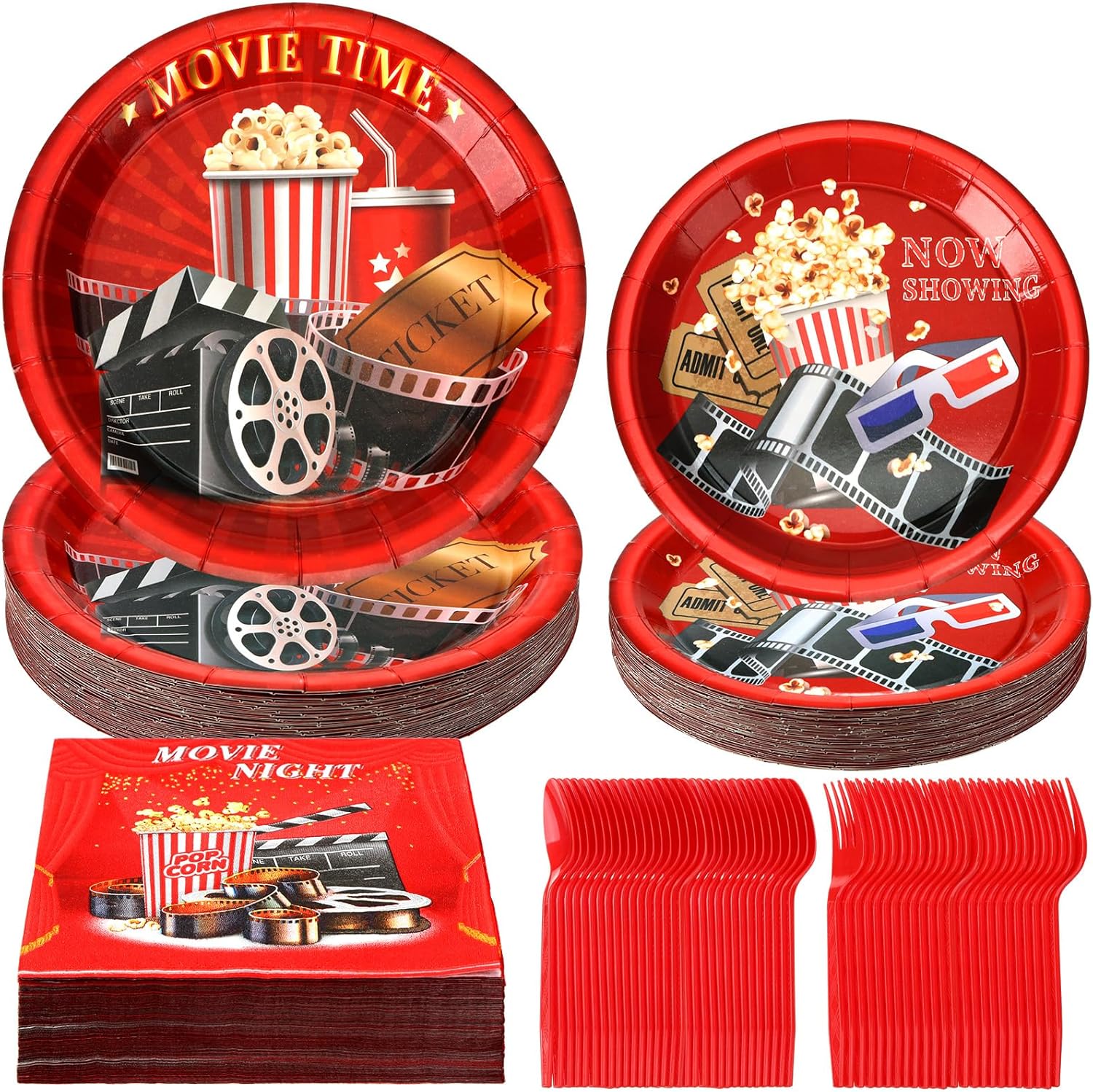 240 platos y servilletas para fiesta de noche de película, suministros para fiesta, decoración de fiesta de noche de película, suministros para