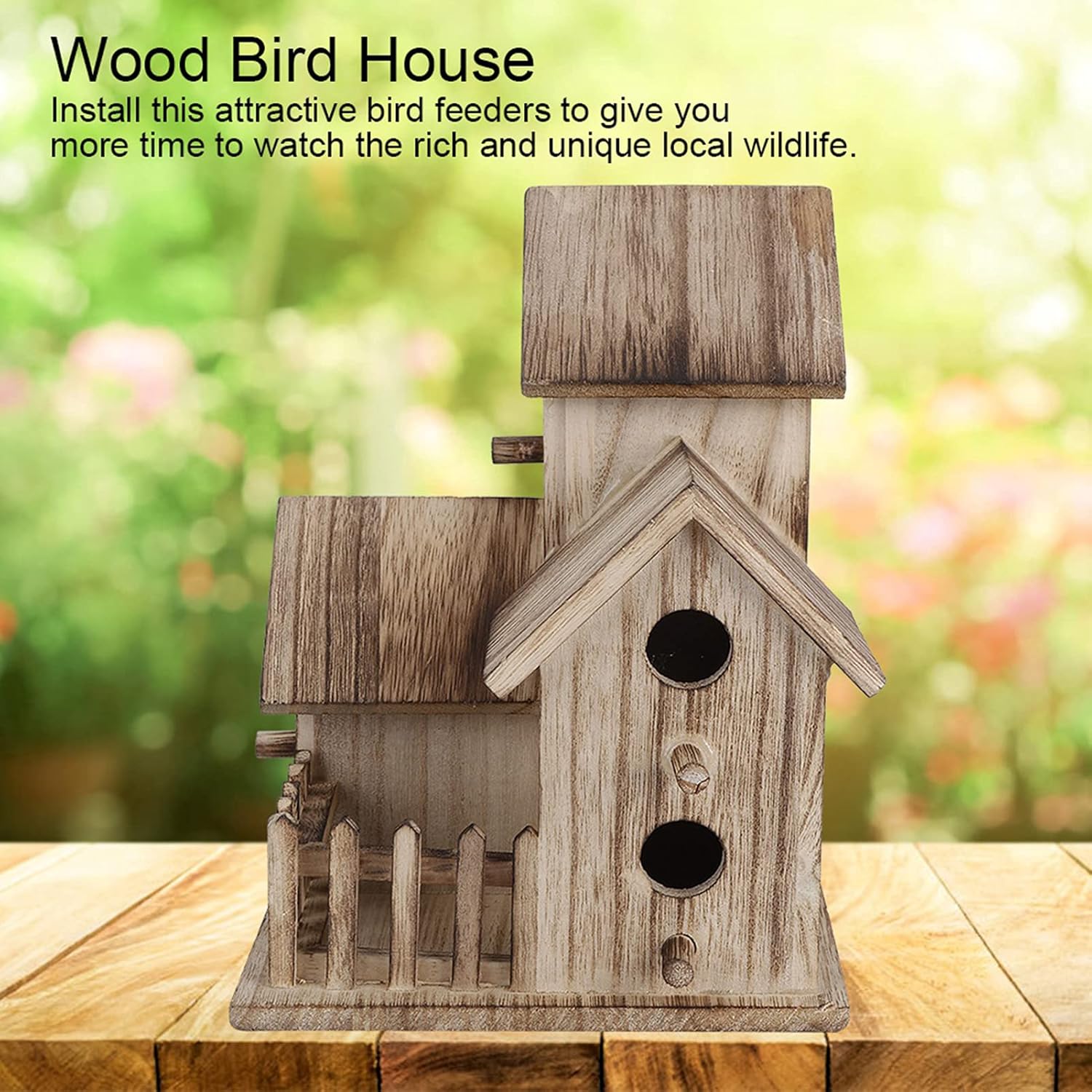Fydun Casa de madera para pájaros, pequeña caja de pájaros para jardín, casa de pájaros, suministros para mascotas, decoración para hombres y mujeres