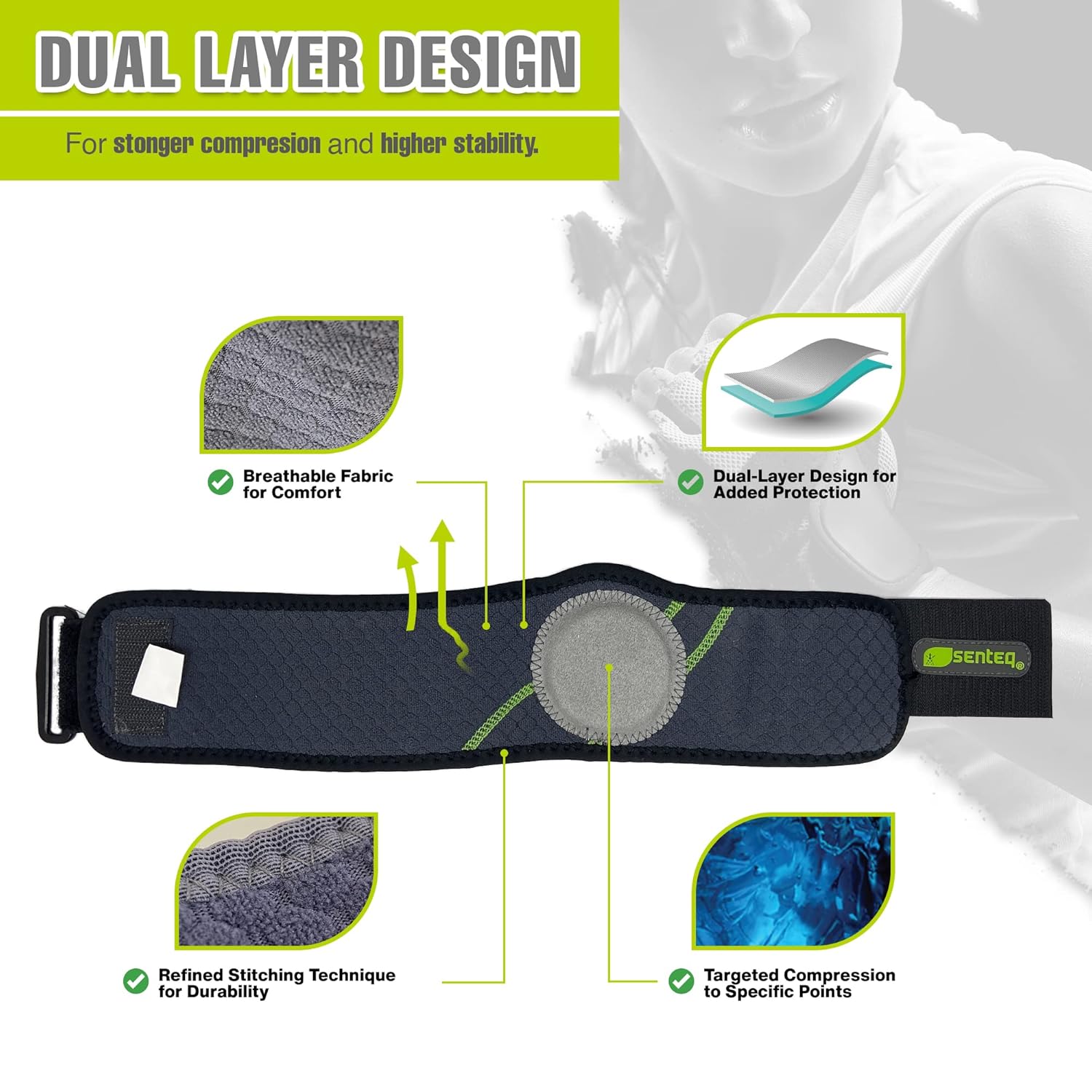 SENTEQ Codera de tenista, codera para tendinitis y codo de tenis con envolturas de neopreno, cómodas correas para codo de golfistas, coderas de