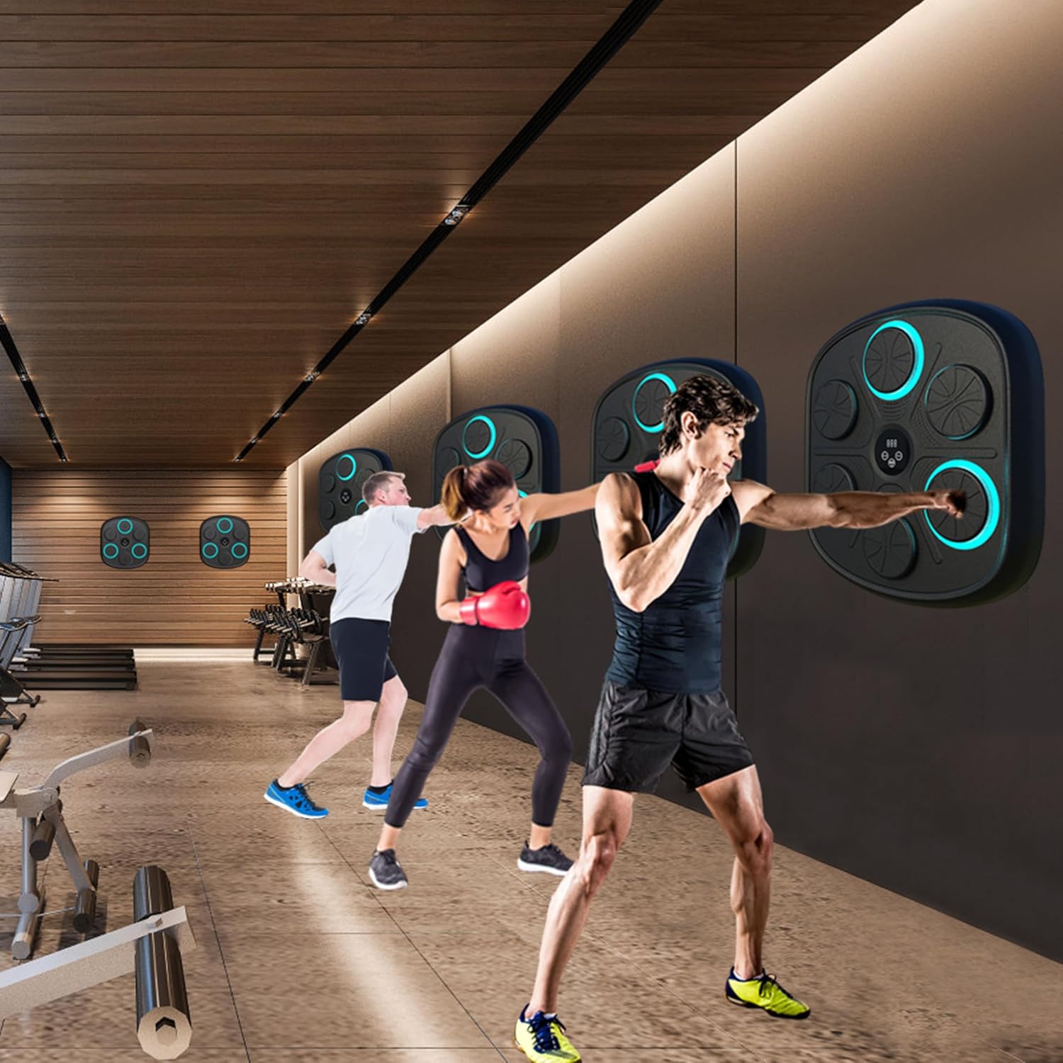 Máquina de boxeo de música inteligente mejorada 2024, equipos de entrenamiento de boxeo de ajuste de velocidad con guantes de boxeo, objetivo de