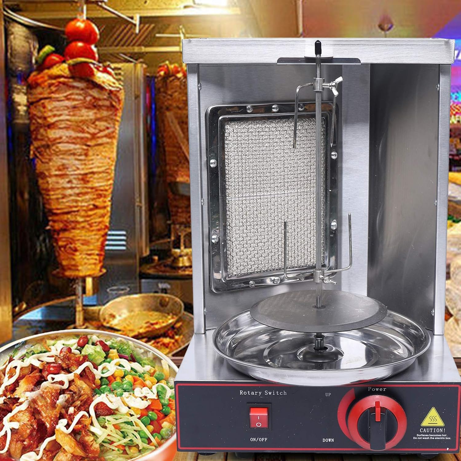 Asador de gas vertical Doner Kebab Gyro Grill Machine Commercial Shawarma Machine, para cocina de restaurante comercial en casa, máquina Doner Kebab