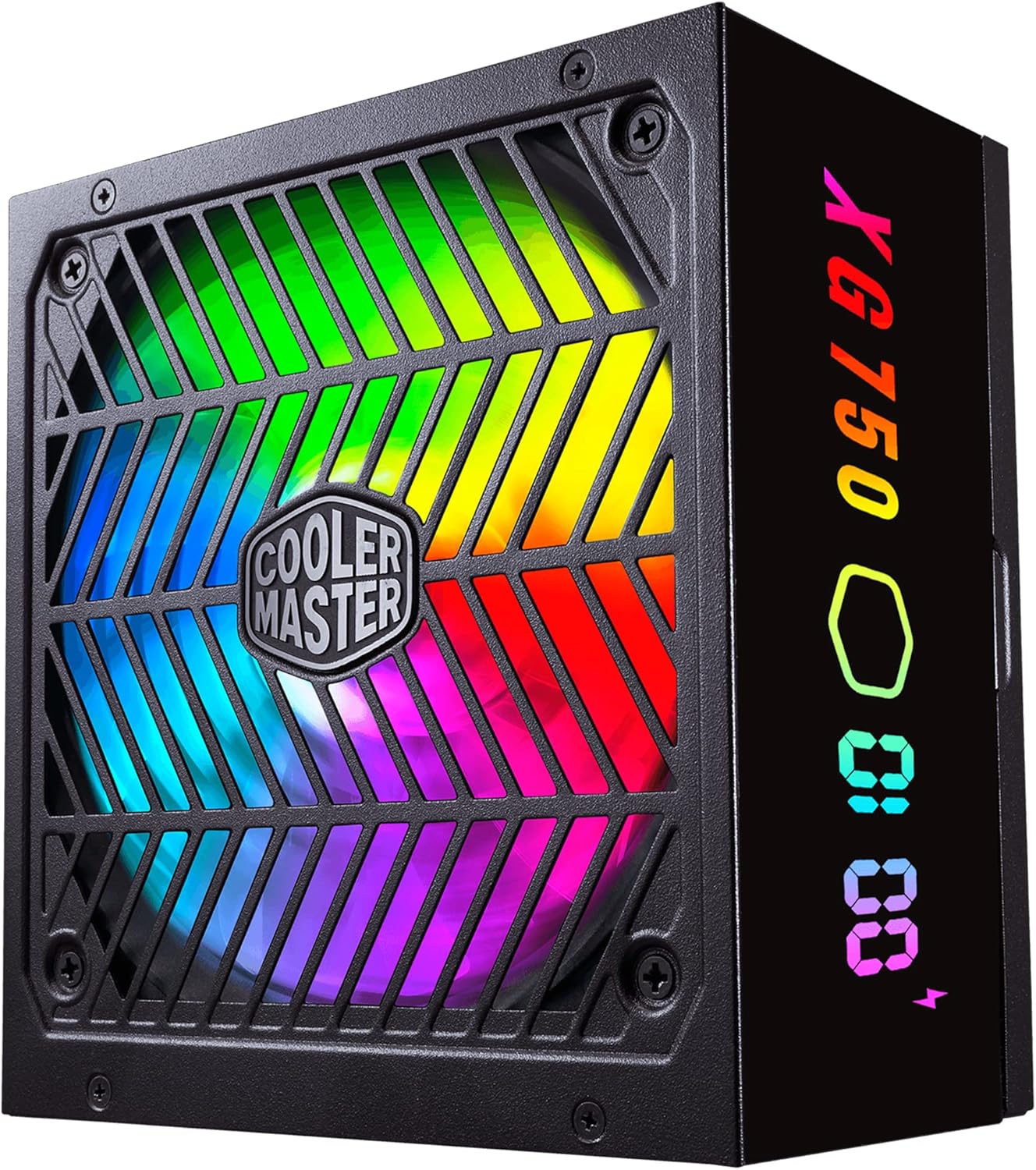 Cooler Master XG750 Plus Platinum ARGB totalmente modular, 750W, panel de visualización de información incorporado, ventilador silencioso ARGB 5.315