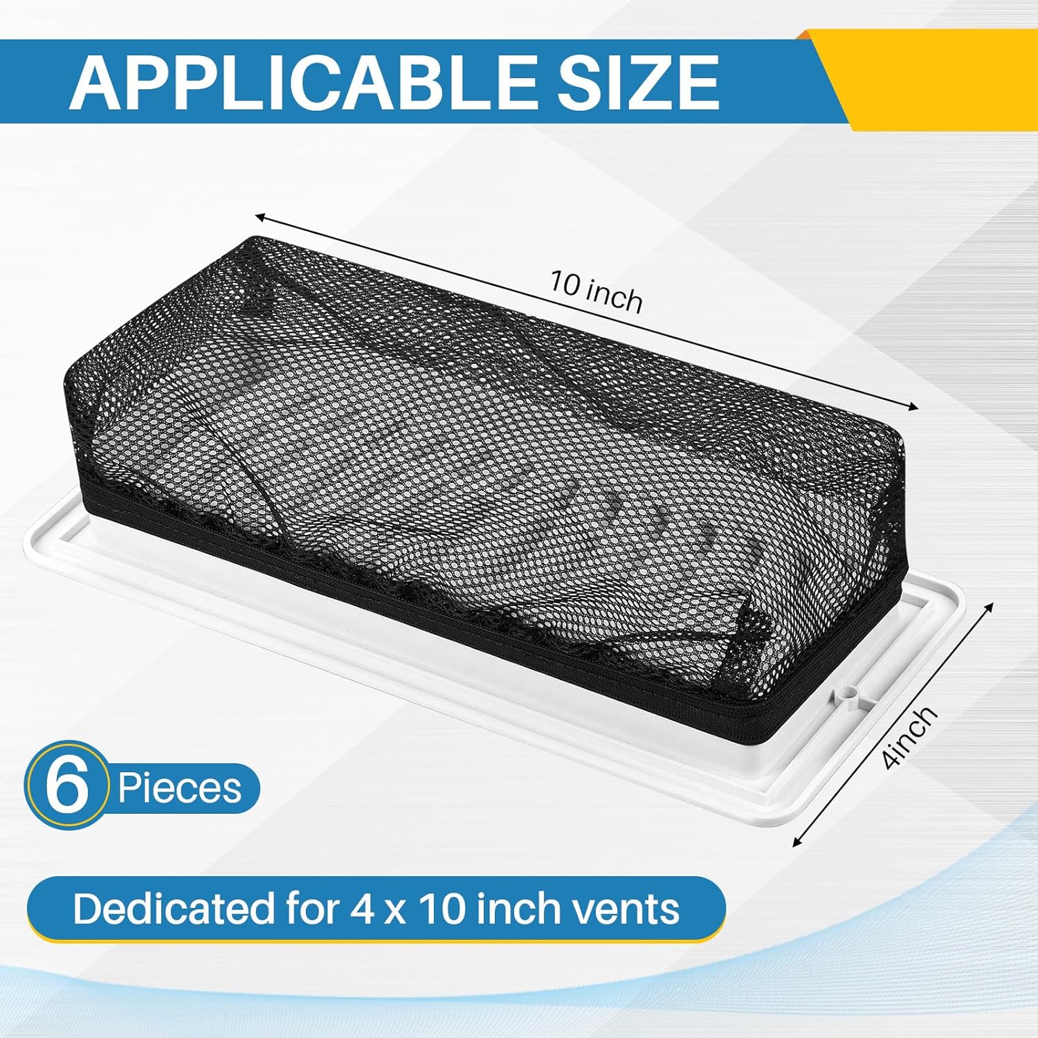 Zonon 6 piezas de cubierta de registro de piso de 4 x 10 pulgadas, campanas de ventilación de piso, pantalla de ventilación, filtros de ventilación