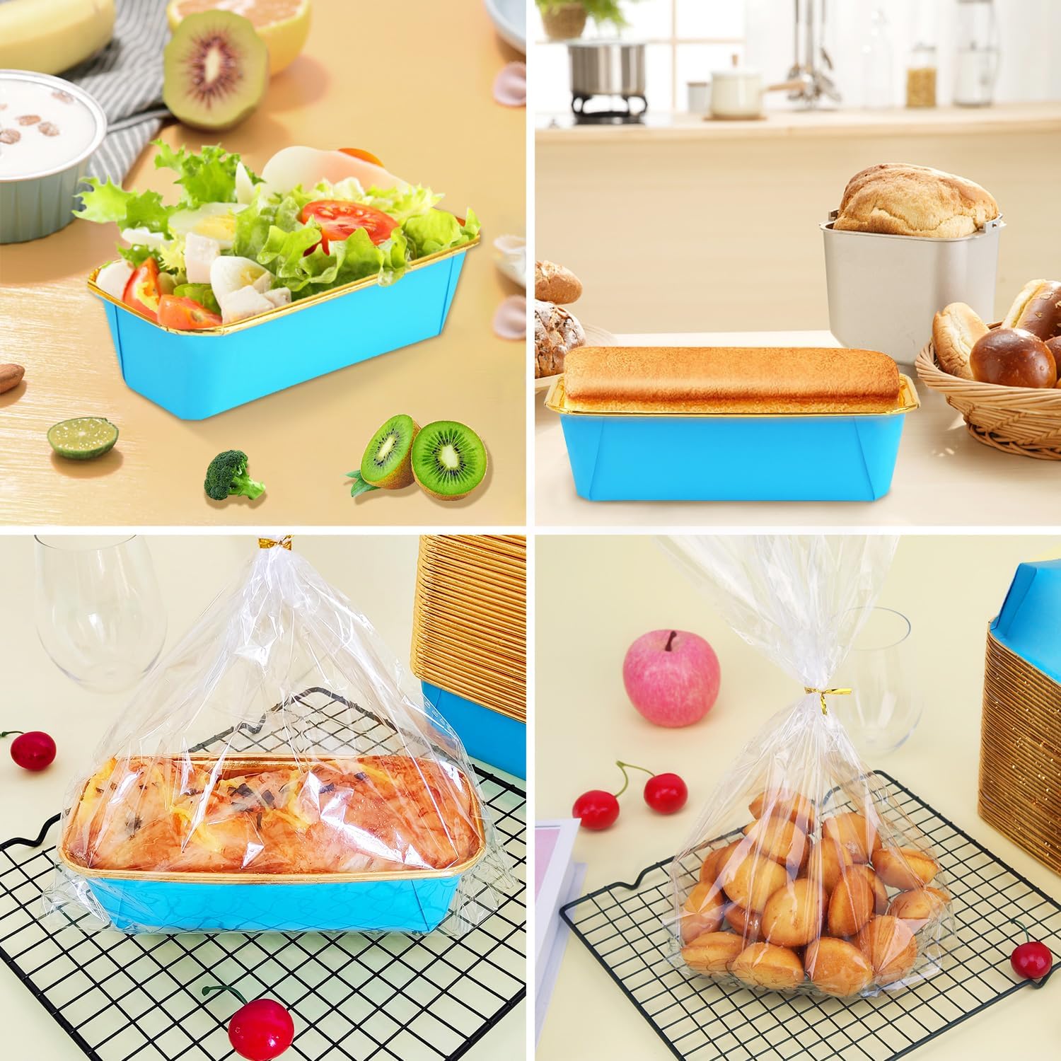 Free-Air 1 LB Disposable Bread Loaf Pans 50 Pack, Mini Loaf Baking Cups Small Cake Tins Liners,Individual Homemade Bread Loaf Containers With 50
