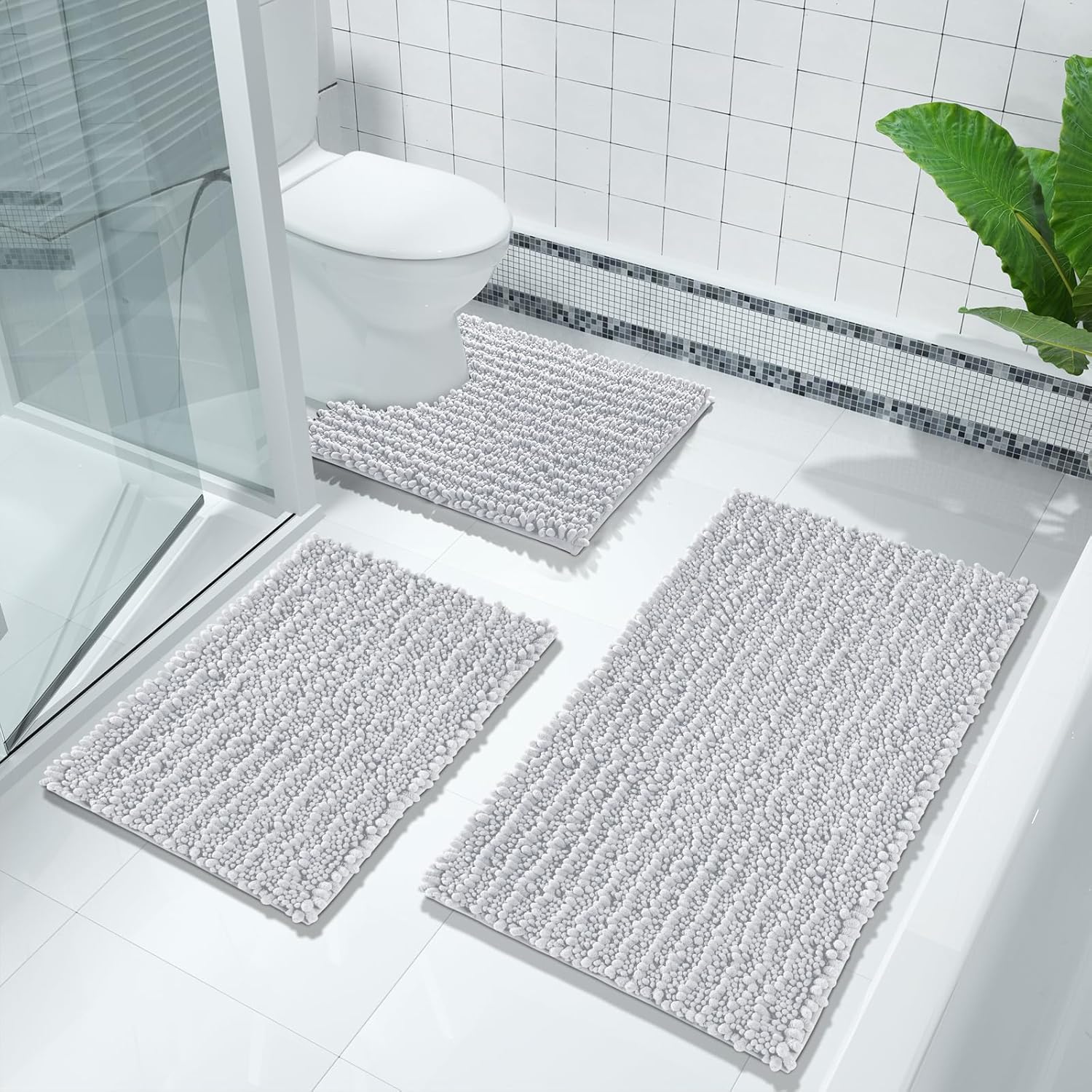 Yimobra Tapete de baño original de felpilla de lujo, 44.1 x 24 pulgadas, suave, lanudo y cómodo, tamaño grande, súper absorbente y grueso,