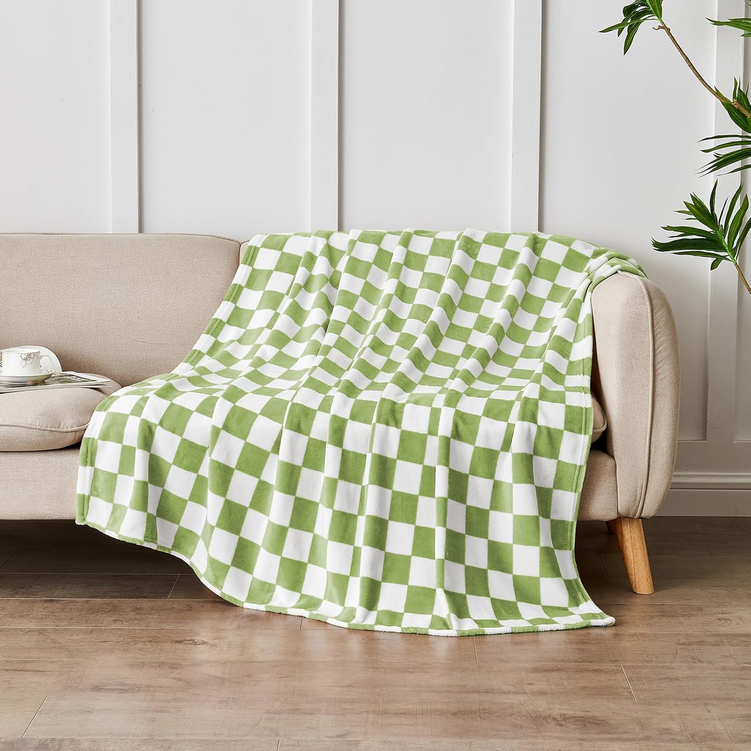 Edenleaf Manta a cuadros verdes, manta de forro polar ultrasuave para sofá, cama y viajes, mantas verdes de lujo para todas las estaciones (verde,