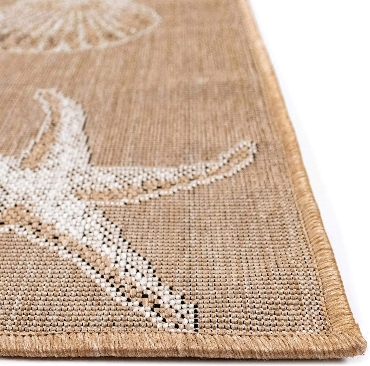 Liora Manne Carmel – Alfombra tejida de perfil bajo y fácil cuidado para interiores y exteriores, color arena, 4 pies 10 pulgadas x 7 pies 6 pulgadas