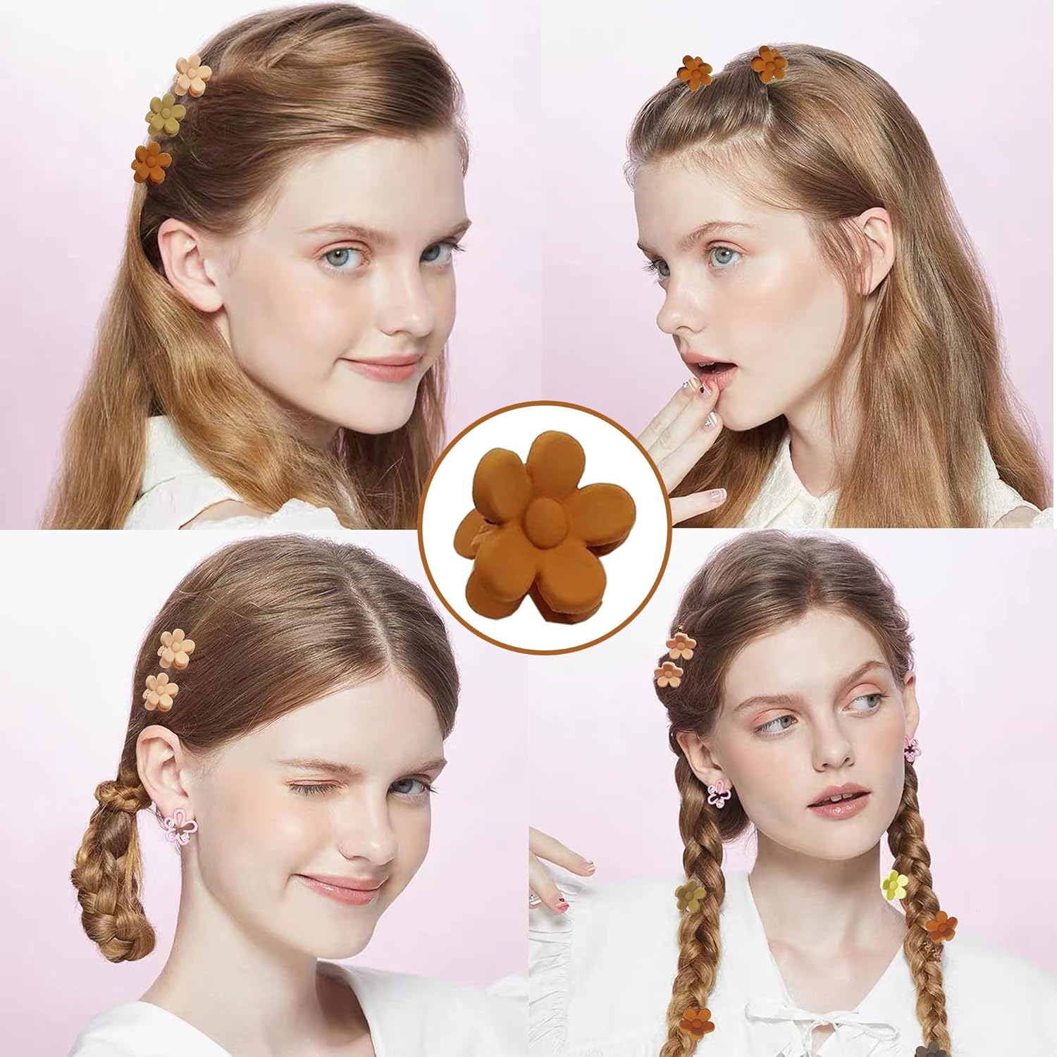 Venrodi Pinzas pequeñas para el cabello de flores, mini pinzas para el cabello para niños pequeños, pinzas de flores para cabello fino, pinzas de