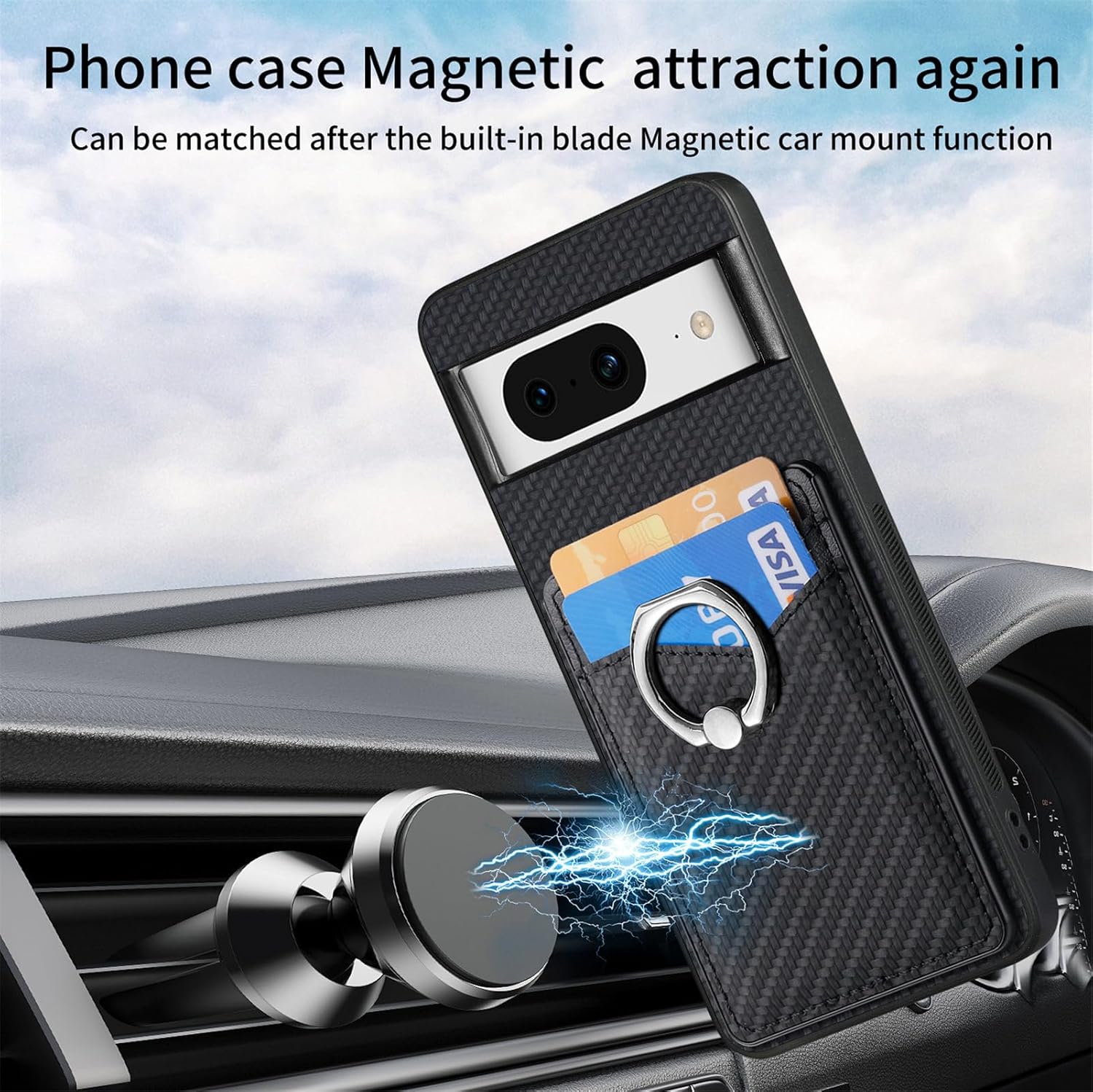 Asuwish Funda de teléfono para Google Pixel 8 5G con protector de pantalla de vidrio templado y soporte de anillo delgado, soporte para tarjeta de