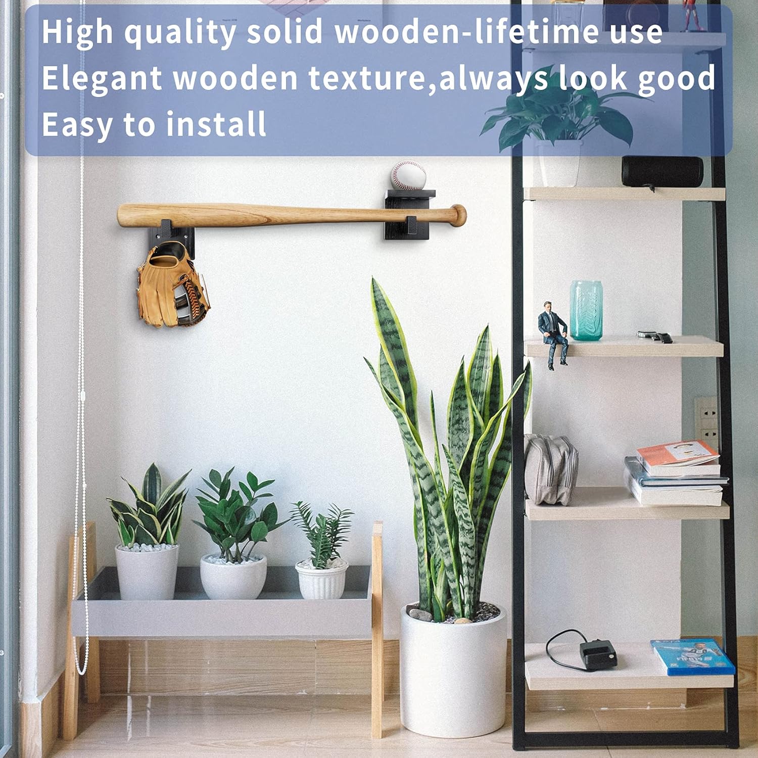 Soporte de pared para bate de béisbol, soporte para bate de sóftbol para pantalla horizontal y vertical, bate de béisbol de madera maciza protege