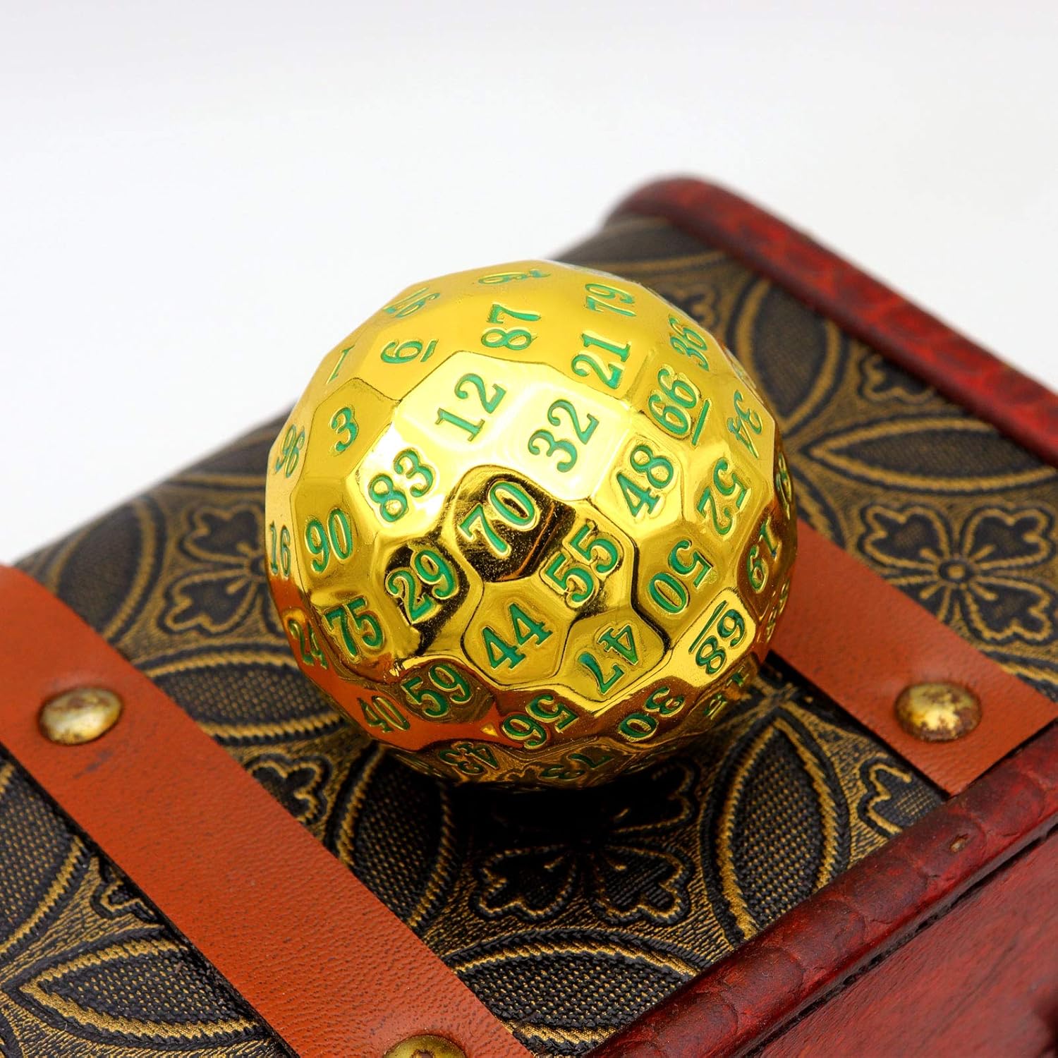 Haxtec Dados de metal D100 de 100 caras que brillan en la oscuridad Dungeons and Dragons Gift Pathfinder RPG-Gold Glowing Blue Numbers