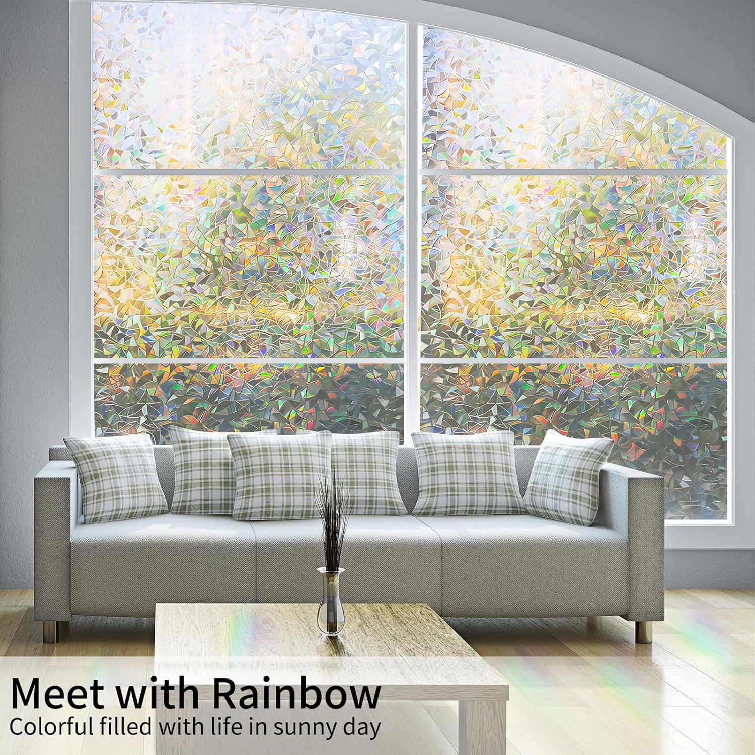 Película de privacidad para ventana de arcoíris, película de vinilo decorativo para ventana, película de vinilo decorativo para ventana de color