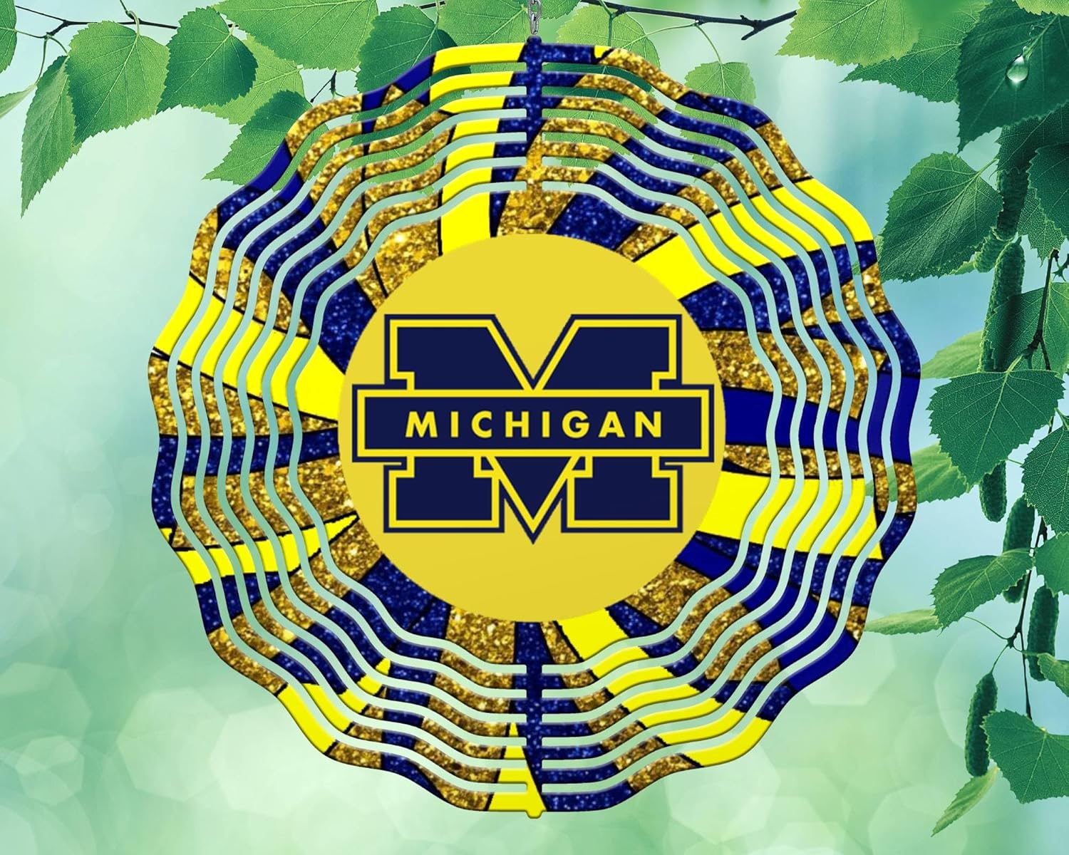 10 pulgadas Michigan fútbol baloncesto deportes viento spinner decoración de aluminio sublimado jardín arte interior al aire libre 3D cinético