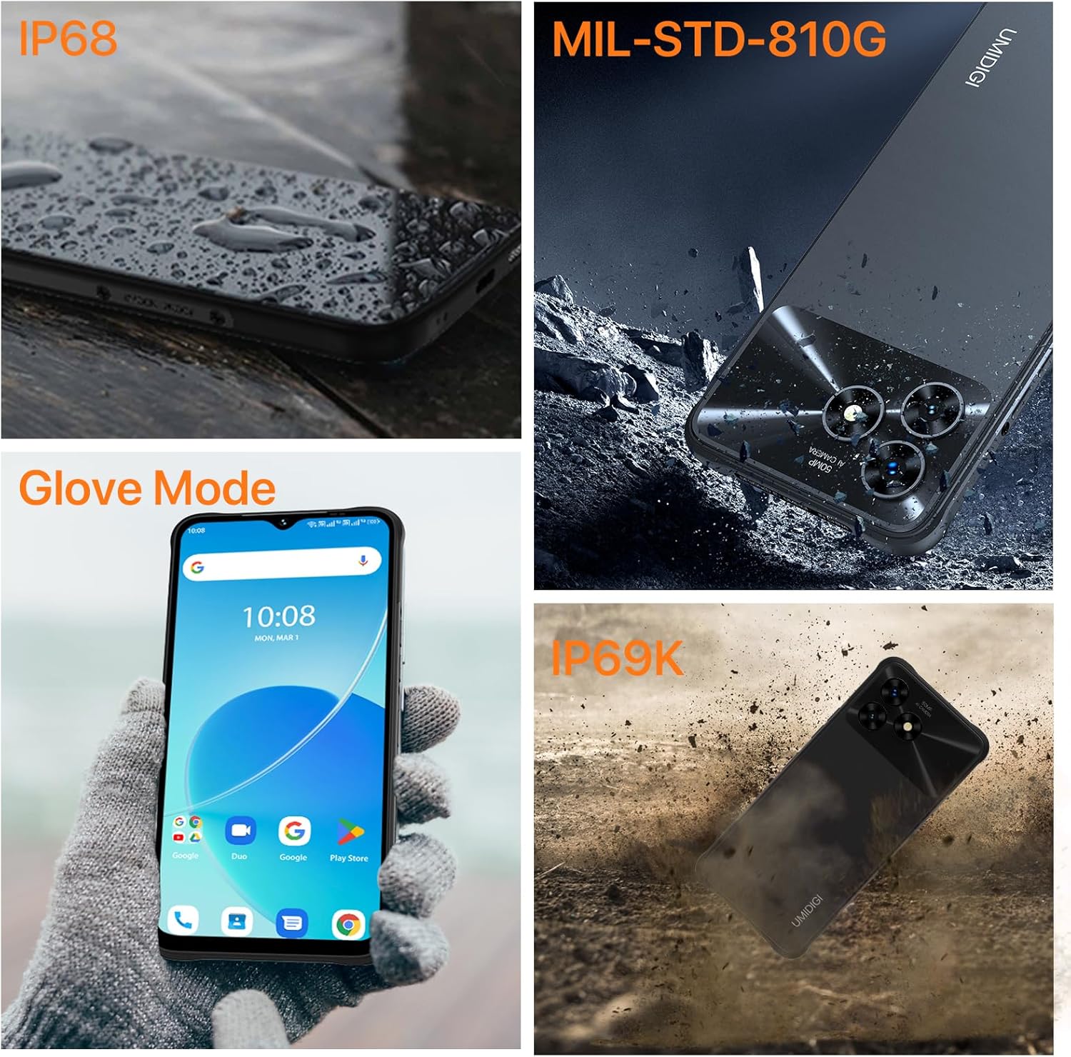 UMIDIGI G5 Mecha – Teléfono celular resistente desbloqueado, Unisoc T606 8+8 GB + 128 GB 6.6 pulgadas FHD Android 13, teléfono resistente al agua