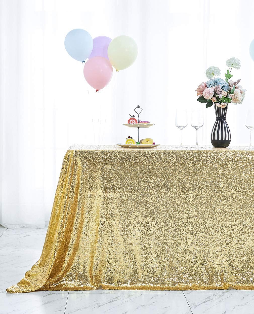 Hahuho Mantel de lentejuelas con brillantina, para decoración de despedida de soltera, cumpleaños, boda, postres, banquetes