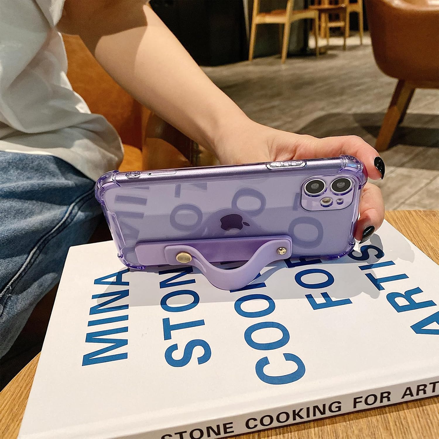 siduater Funda con soporte para correa para iPhone 11 Pro Max con soporte, funda protectora de TPU suave y transparente a prueba de golpes,