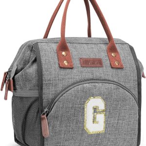 LOKASS Lonchera con iniciales para mujeres, bolsa de almuerzo aislada y reutilizable para adultos, para el trabajo, picnic, colegio, regalo LOKASS Lonchera con iniciales para mujeres, bolsa de almuerzo aislada y reutilizable para adultos, para el trabajo, picnic, colegio, regalo