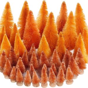 Yookat 40 mini árboles de Navidad artificiales de pino con base de madera, árboles de sisal para botellas, árboles de cepillo de colores surtidos Yookat 40 mini árboles de Navidad artificiales de pino con base de madera, árboles de sisal para botellas, árboles de cepillo de colores surtidos
