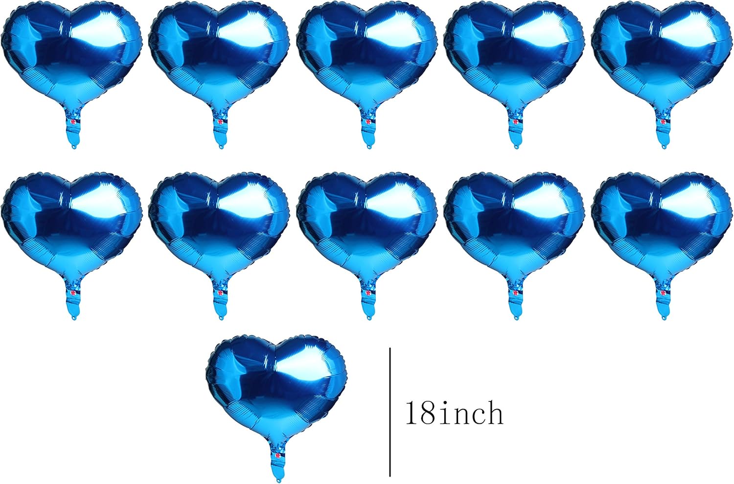 10 globos de aluminio en forma de corazón azul de 18 pulgadas de Mylar para decoración de fiesta de cumpleaños