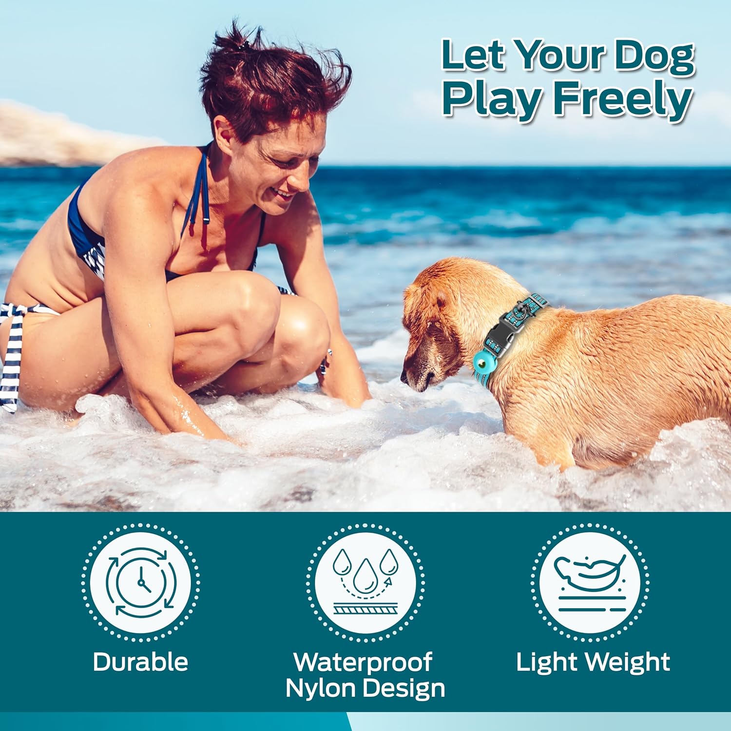 Collar de perro Apple AirTag de alta calidad, perfecto para rastreador de perros, ajustable para perros medianos, soporte resistente para AirTag con