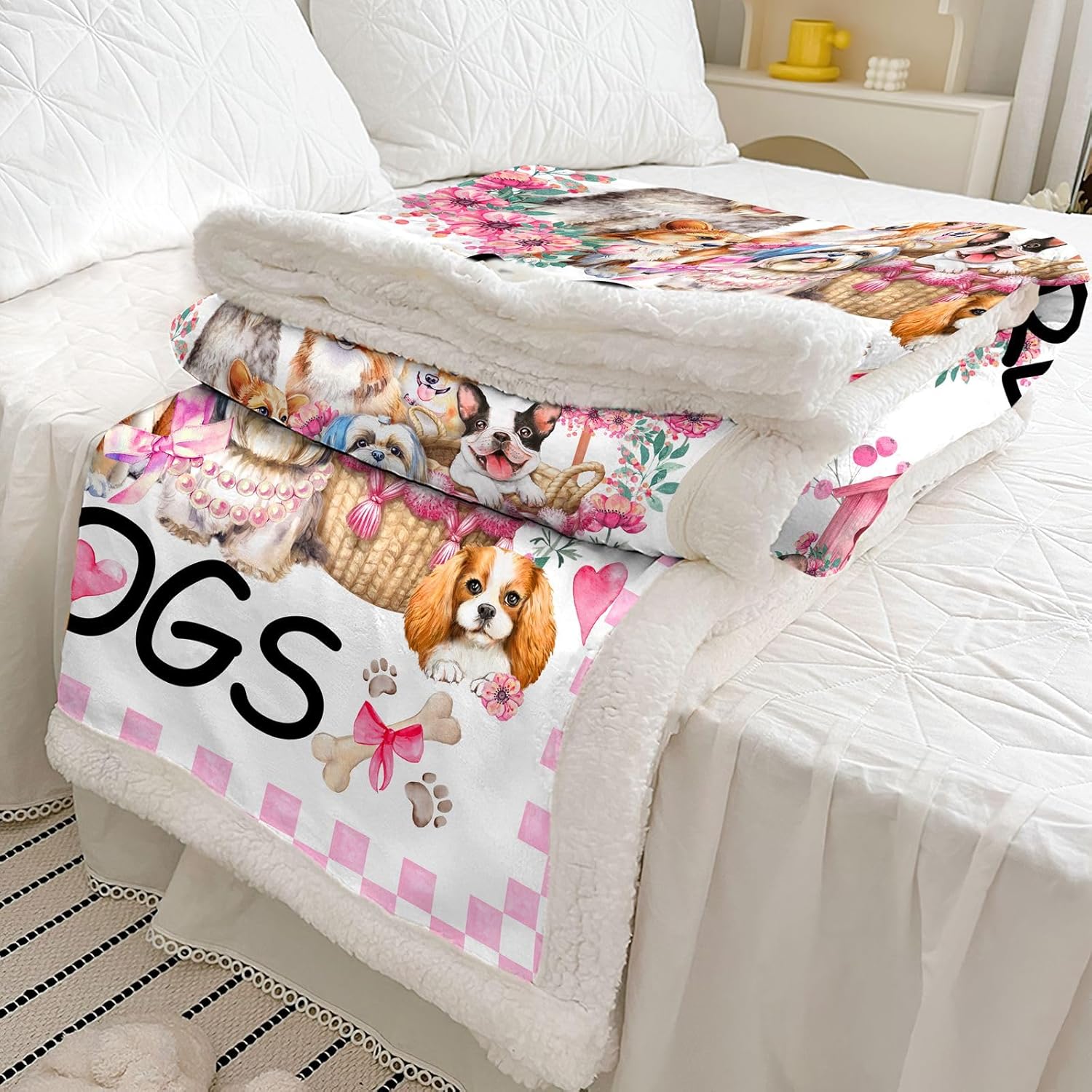 Manta de felpa para perros y cachorros, regalo para niñas, mujeres, niños, amantes de los perros, mantas cómodas y ligeras para cachorros, manta