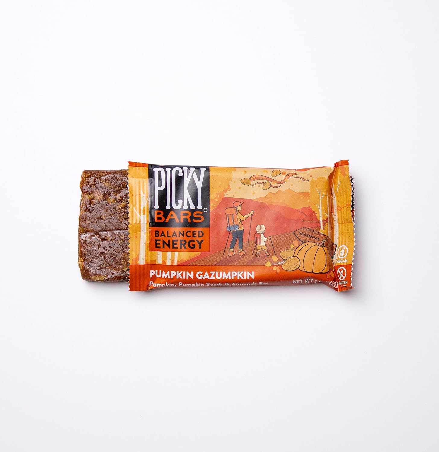 Picky Bars Real Food Barras energéticas, proteínas a base de plantas, totalmente naturales, sin gluten, sin OMG, sin lácteos (gazumpkin de calabaza,