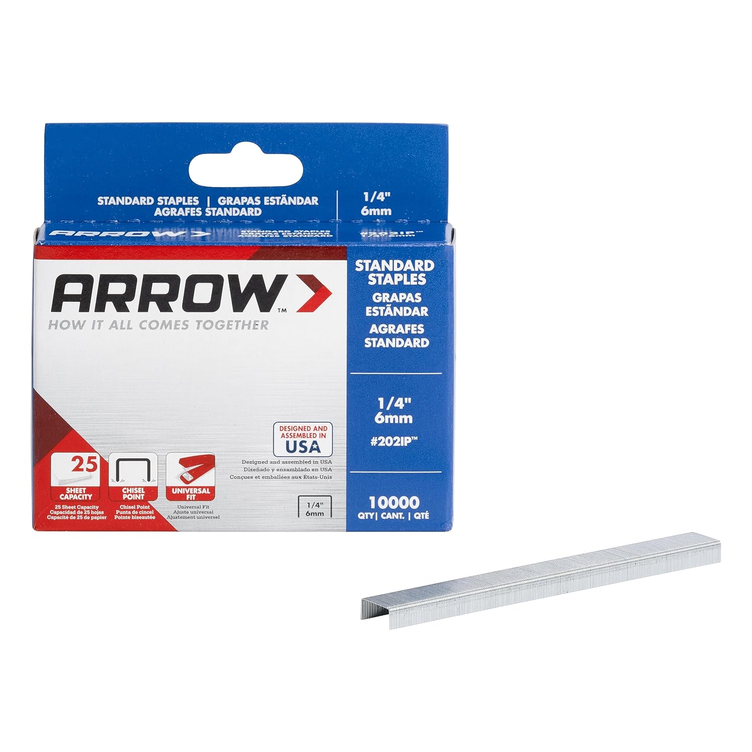 Arrow 202IP – Grapas estándar de 14 pulgadas de longitud, suministros de oficina de acero galvanizado para grapadoras de escritorio para negocios,