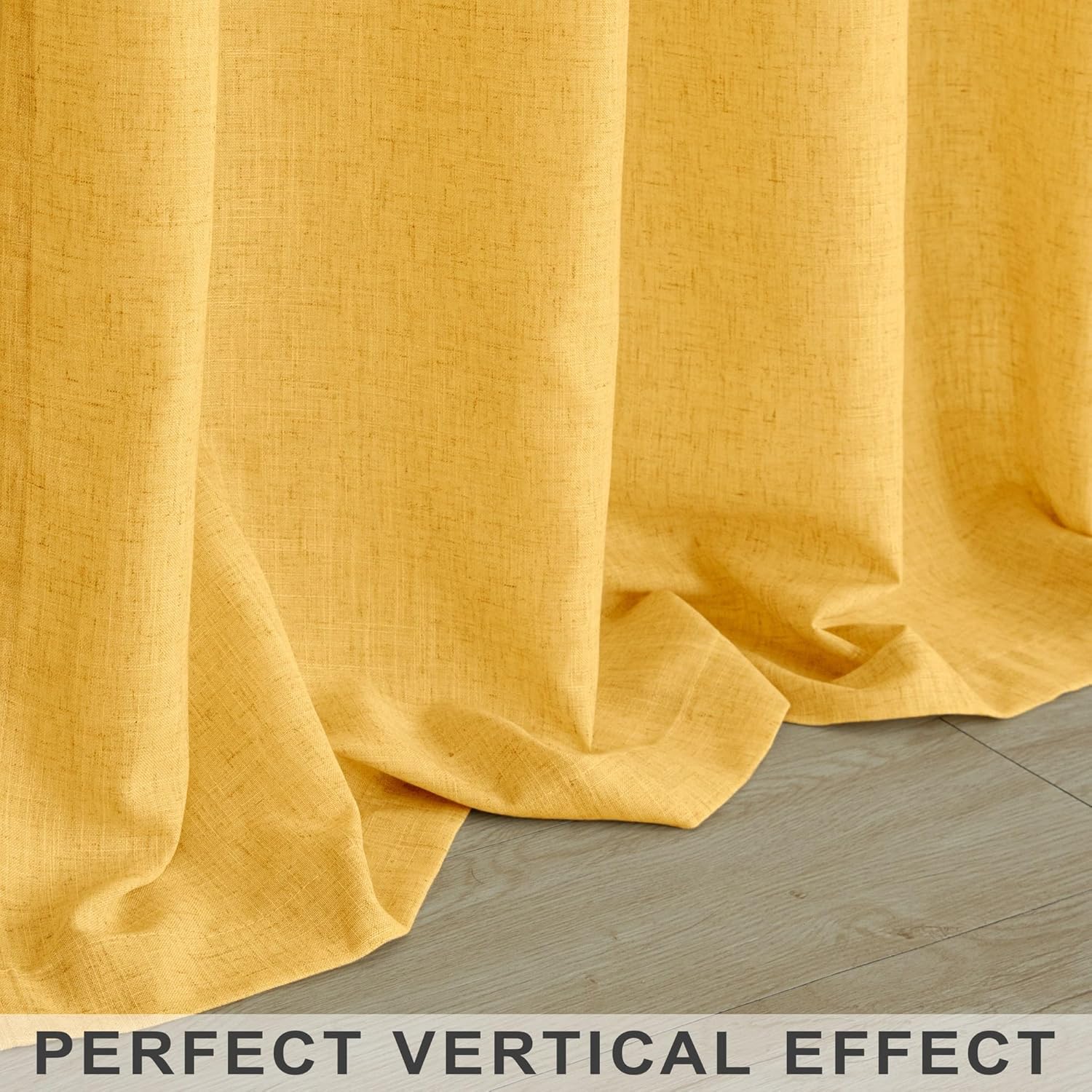 Mrs.Naturall Cortinas de oro amarillo de 90 pulgadas de largo para dormitorio, 2 paneles con bolsillos, cortinas de otoño semitransparentes con